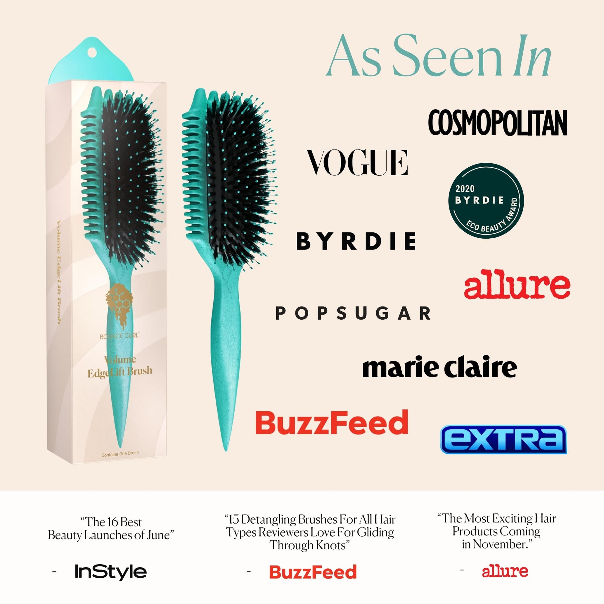 Misty Rose Bounce Curl Volume EdgeLift Brush, 5-in-1 Tool for Volumized Waves, Curls & Coils - Teal