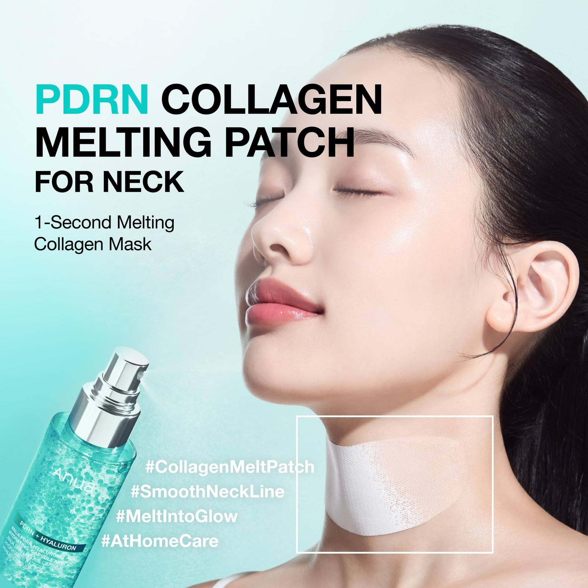 Powder Blue ANUA PDRN Collagen Plumping & Firming Care Set, PDRN Salmon DNA Glow Serum Spray, Collagen Patch Neck & Facial Fine Line, Face Mist & Melting Duo for Perfect Home Care, Korean Skincare Set