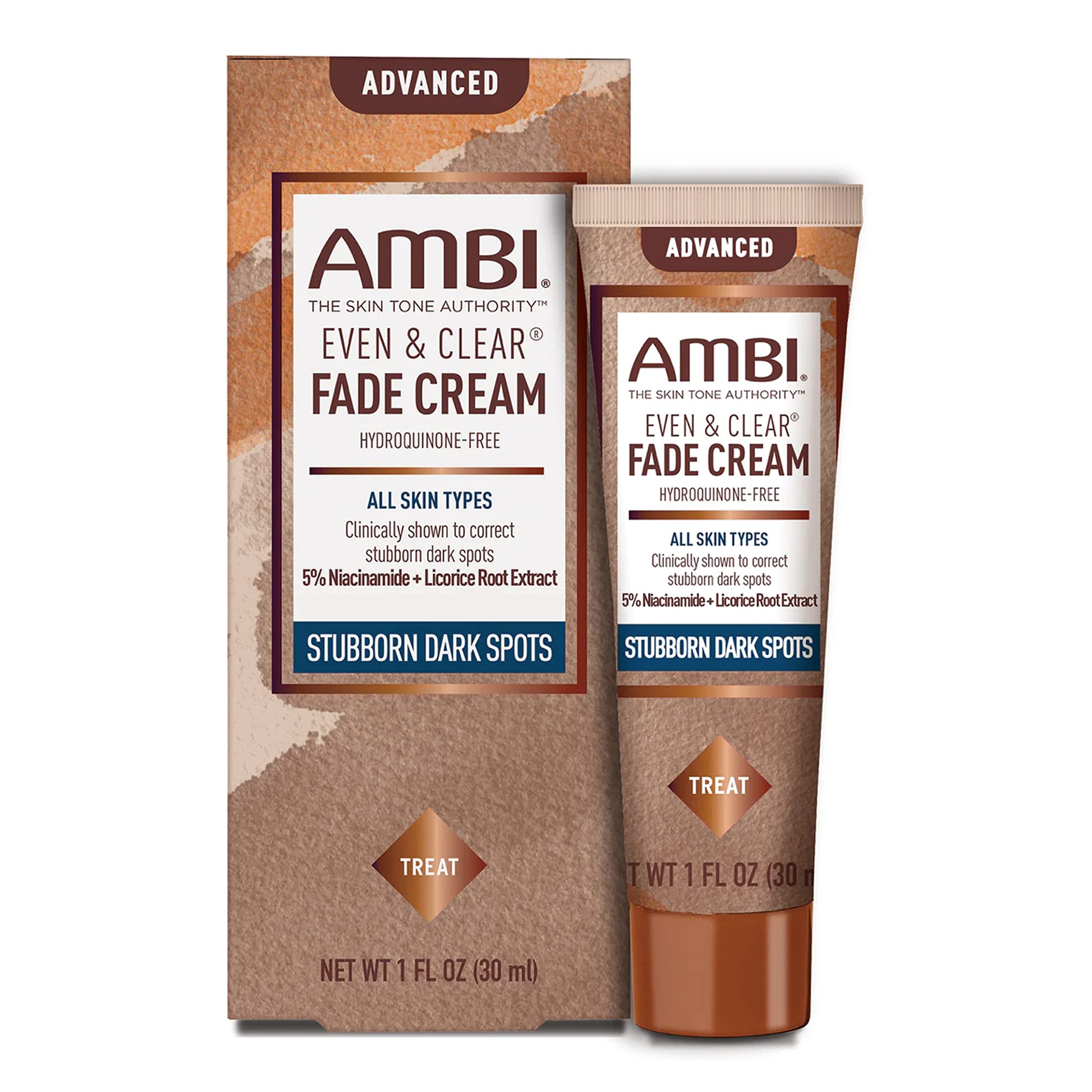 White Smoke Ambi Even & Clear Advanced Fade Cream, Hydroquinone-free, Hyperpigmentation Treatment, Stubborn Dark Spot Corrector, Results In As Little As 2-3 Weeks, Niacinamide, Licorice Root Extract, PHA, 1 Fl Oz