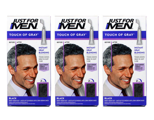 White Smoke Just for Men Hair Color - Touch of Gray, Black-Gray. 3 Pack