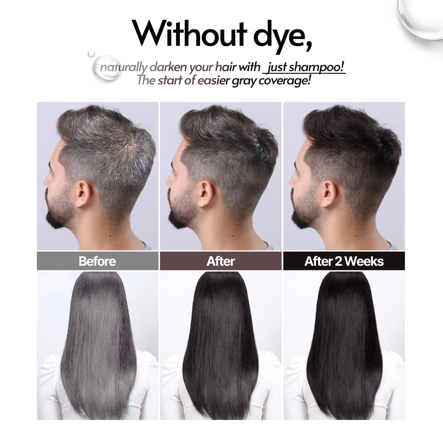White Smoke SMIB Lactobio Hair Dye Shampoo | Gradual Gray Reduction with Probiotics | Natural Hair Darkening in 3-5 Minutes | Gentle Korean Formula for Daily Use (6.76 fl oz) (Natural Black)