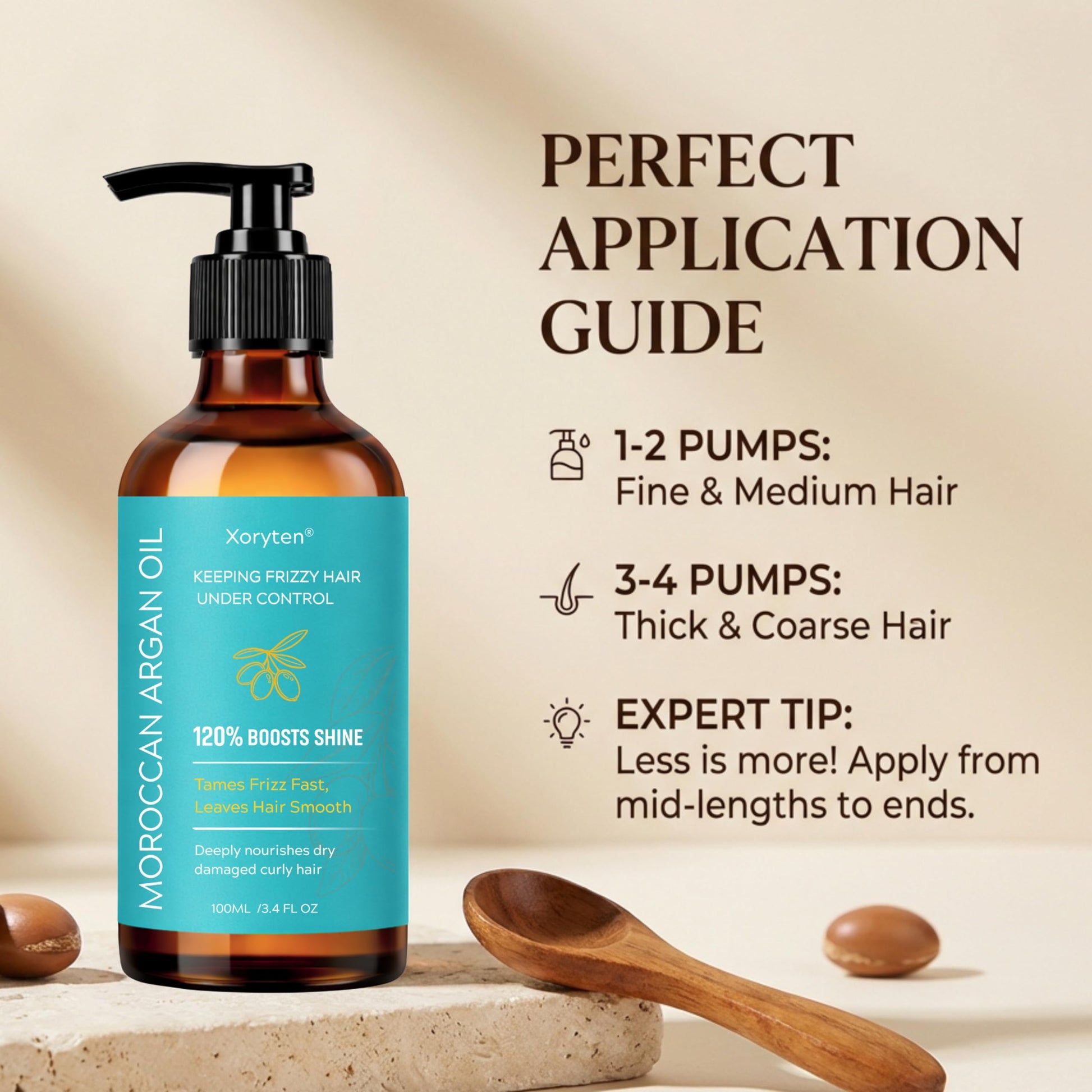 Light Gray XORYTEN Moroccan Argan Oil – Nourishing & Smoothing Hair Oil for Frizzy, Curly, Long, Dry & Damaged Hair – Moroccan Hair Oil Treatment for Frizz Control & Heat Protection – 100ML/3.4 Fl Oz (Argan)