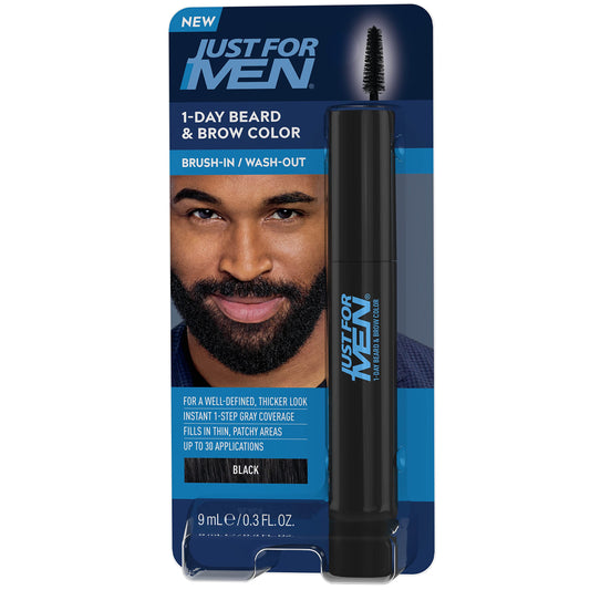 Dark Slate Gray Just for Men 1-Day Beard & Brow Color, Temporary Color for Beard and Eyebrows, For a Fuller, Well-Defined Look, Up to 30 Applications, Black