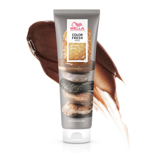 White Smoke Wella Professionals Color Fresh Mask | Golden Gloss | Natural Shade | Hair Color-Depositing Mask | Vegan Formula with Avocado Oil | Zero Damage | Silicone Free | 5 Fl Oz