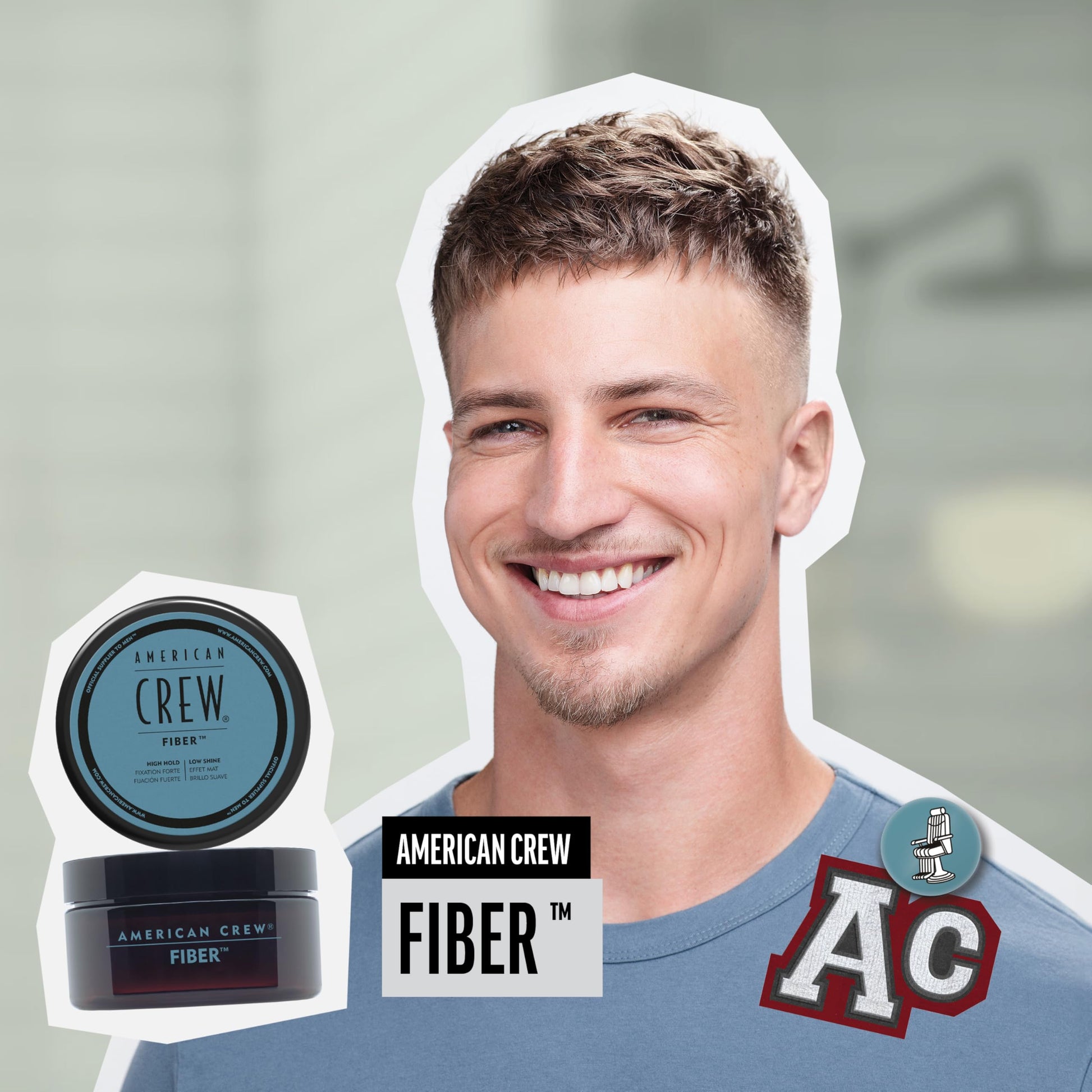 Gray American Crew Men's Hair Fiber, Like Styling Gel with High Hold & Low Shine, Travel Size, 1.7 oz