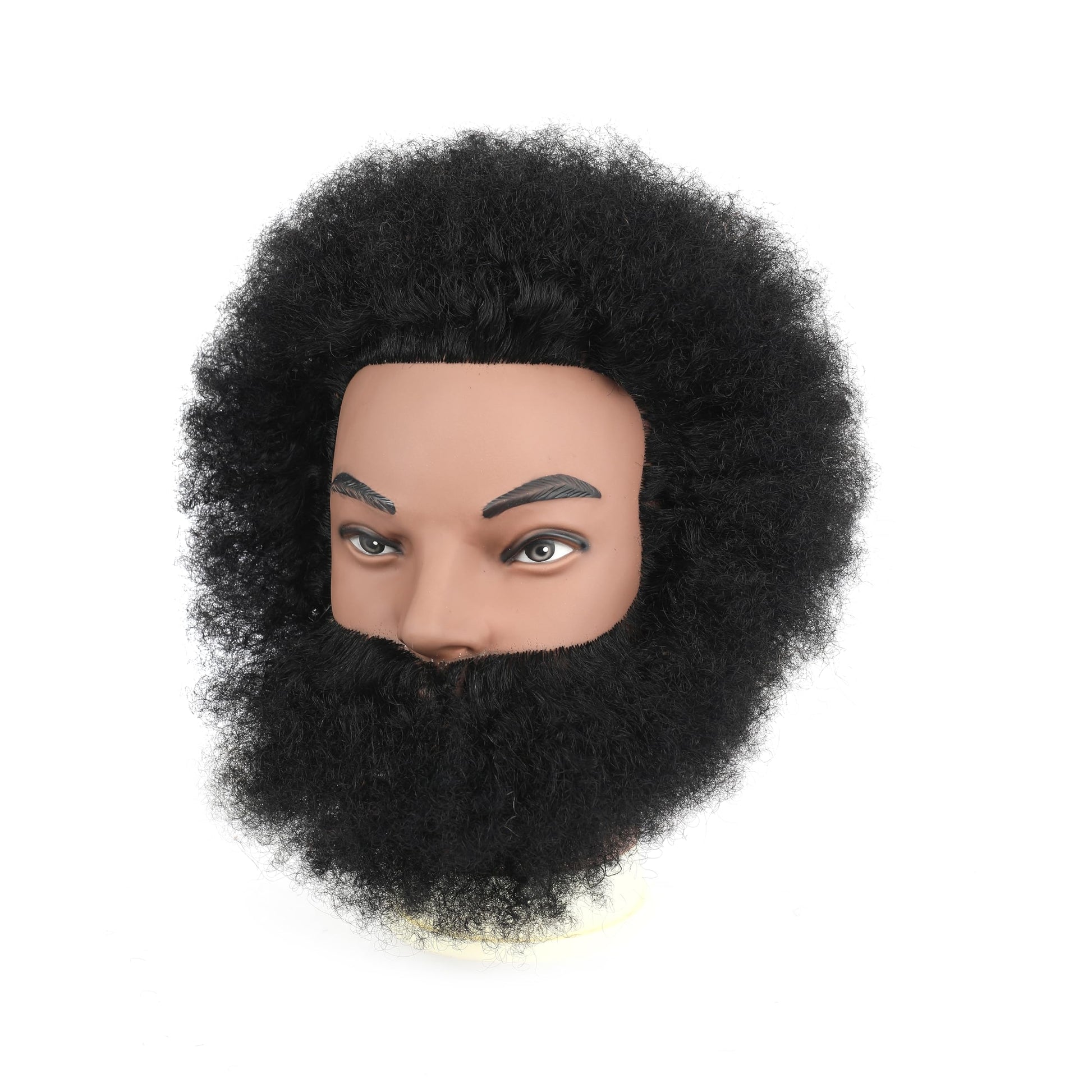 White Smoke Stancia 6’’ Afro Male Mannequin Head with Beard, Manicans Full Head Real Hair for Hairdresser Barber, Manikin Head for Practice Styling Cornrow Braiding with Clamp Stand