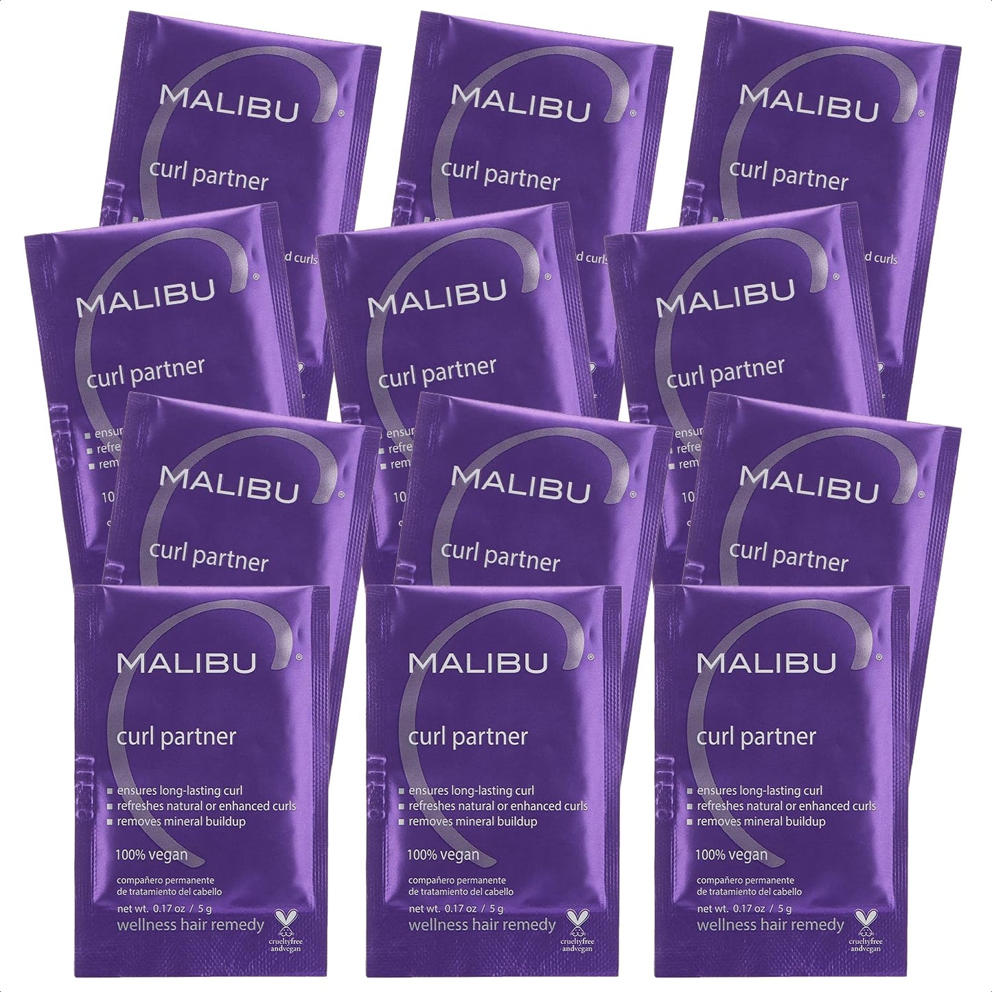 White Smoke Malibu C Curl Partner Wellness Remedy (12 Packets) - Removes Mineral Build up for Healthier + Bouncier Curly Hair - Contains Gentle Antioxidants for Curly Hair Care