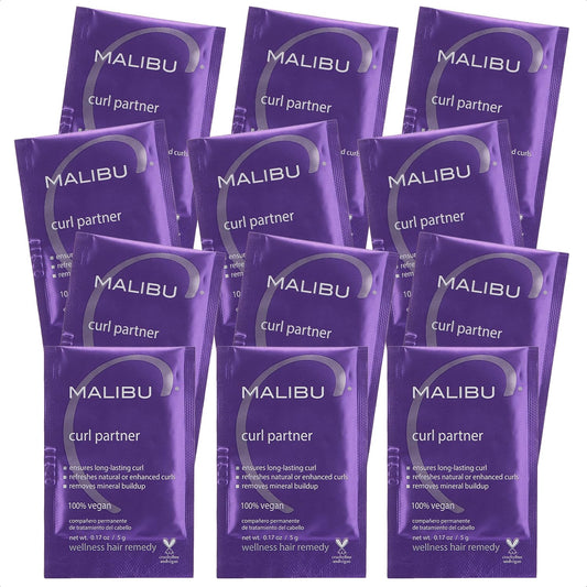 White Smoke Malibu C Curl Partner Wellness Remedy (12 Packets) - Removes Mineral Build up for Healthier + Bouncier Curly Hair - Contains Gentle Antioxidants for Curly Hair Care
