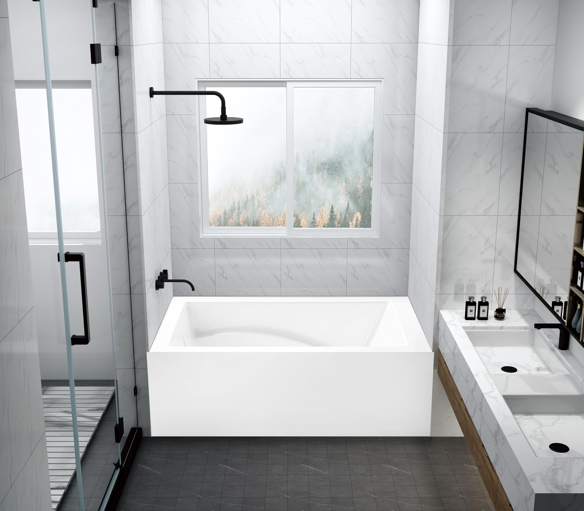 Lavender Aqua Eden VTAM4832L22D 48-Inch Anti-Skid Acrylic 3-Wall Alcove Tub with Left Hand Drain, Glossy White