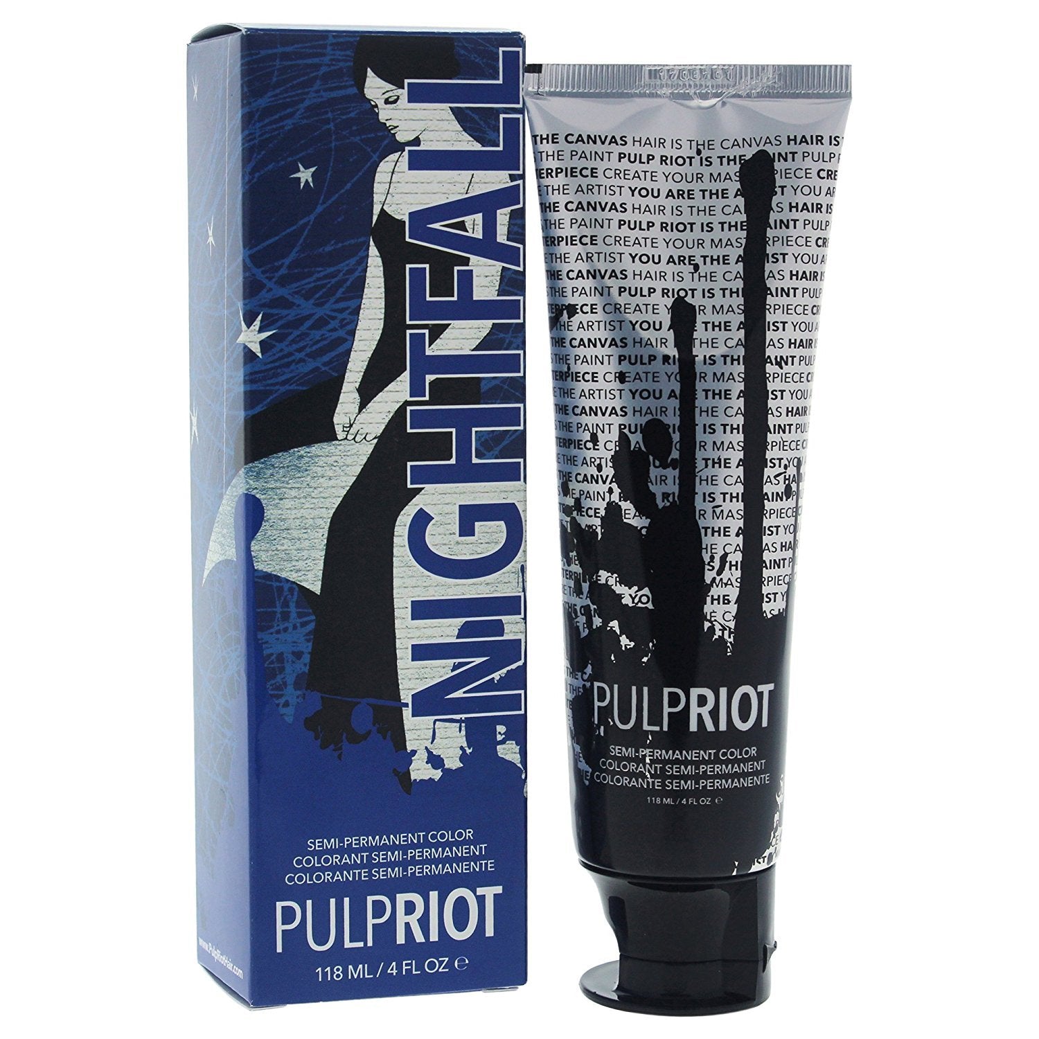 White Smoke Pulp Riot Semi-Permanent Hair Color for Unisex, Nightfall Blue, 4 Ounce