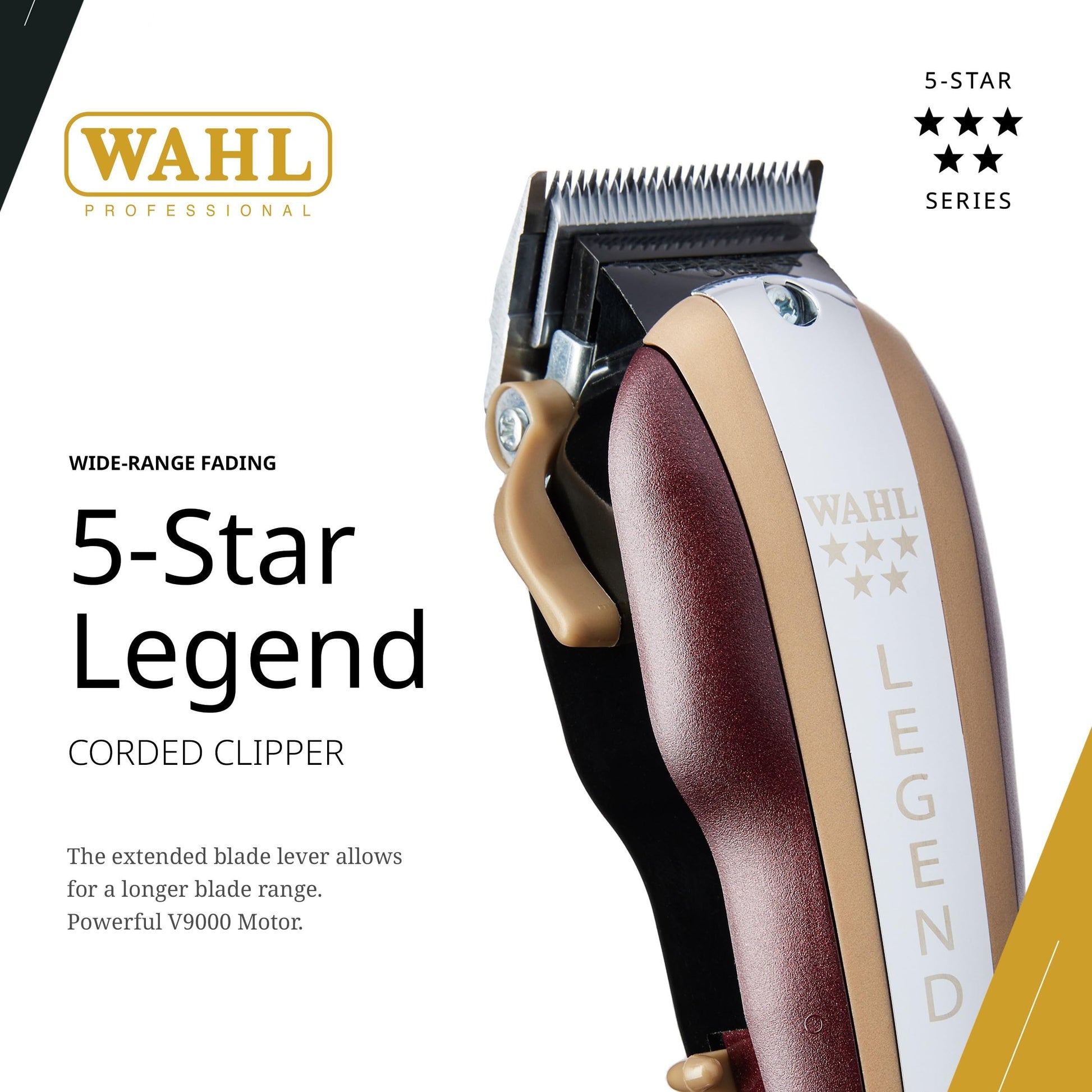 White Smoke Wahl Professional 5 Star Legend Clipper, Corded Ultimate Fading Clipper with Adjustable Taper Lever and 8 Cutting Guides