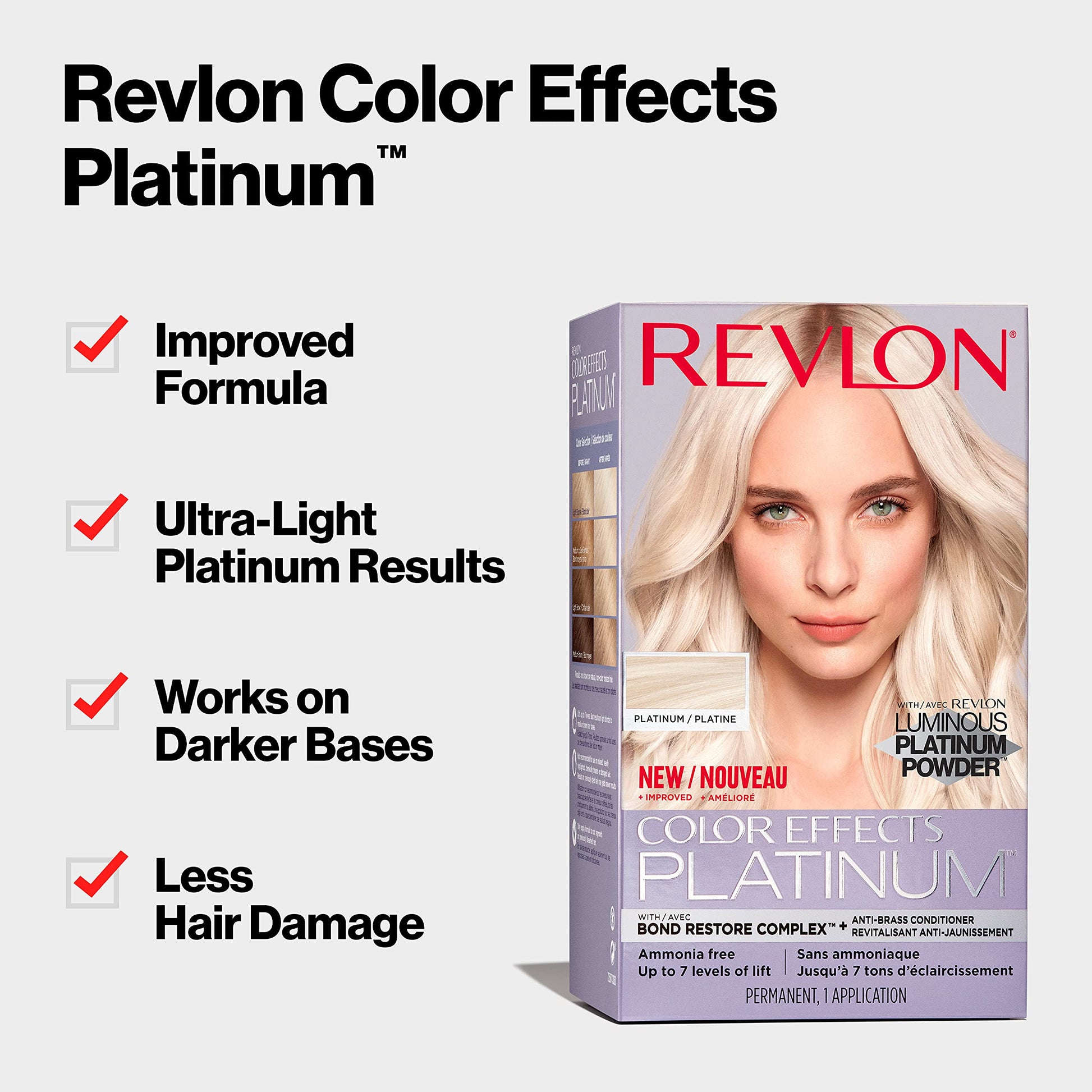 Lavender Revlon Color Effects Permanent Highlighting Kit, Ammonia & Paraben Free Hair Dye, 60 Platinum, 8 Oz (Pack of 1)