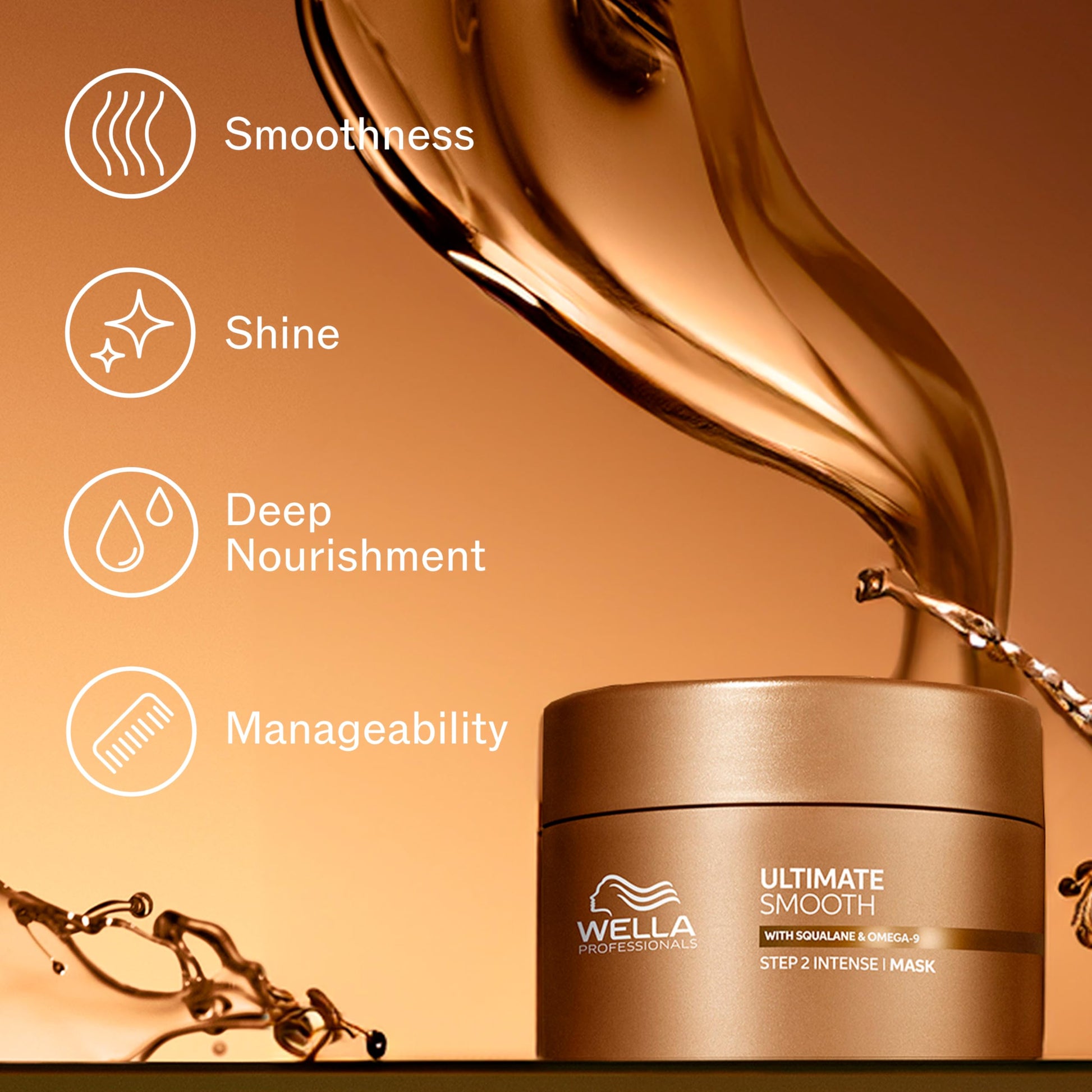 Light Goldenrod Wella Professionals ULTIMATE SMOOTH Intense Mask | Nourishing Treatment for Dry & Frizzy Hair | With Squalane & Omega 9 | 5 Fl Oz