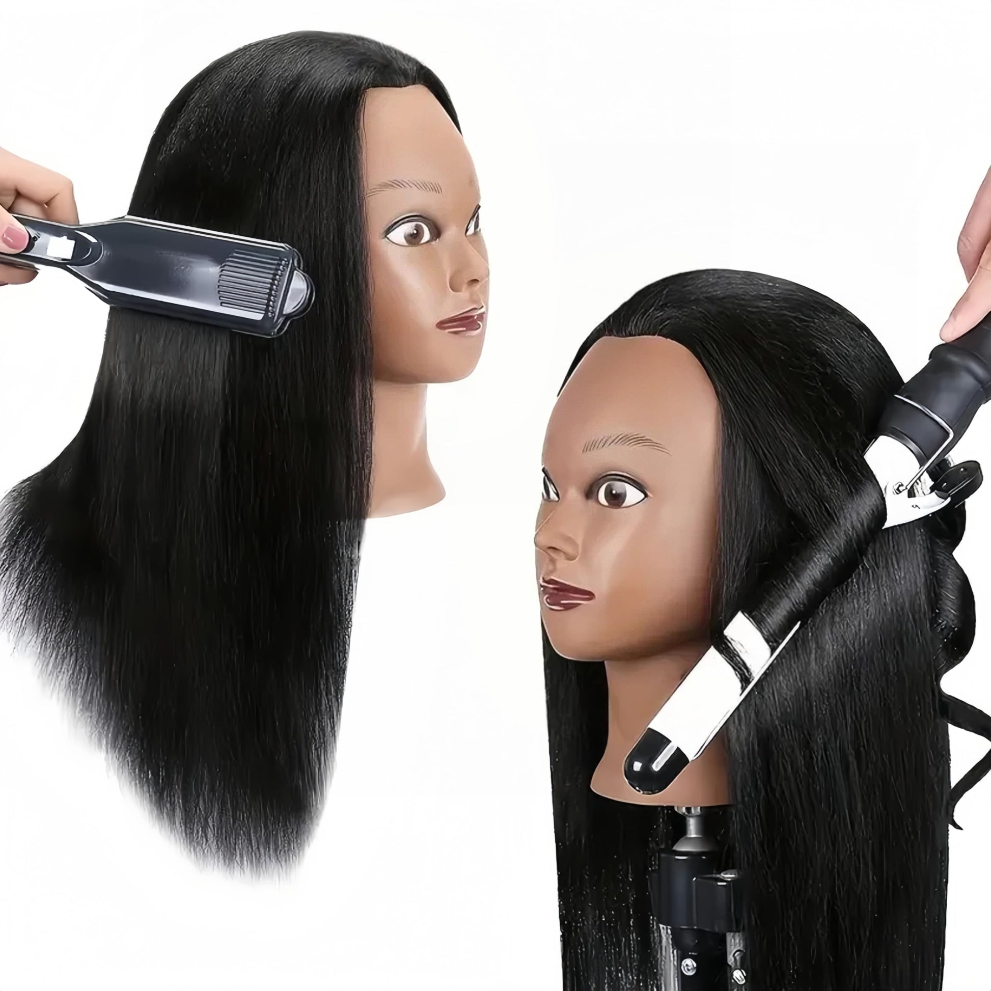 White Smoke 16" Braiding Mannequin Head with Hair, Cosmetology Manicans Full Head Real Hair - Cute Doll Head for Hair Styling Kids Practice Braiding Hair