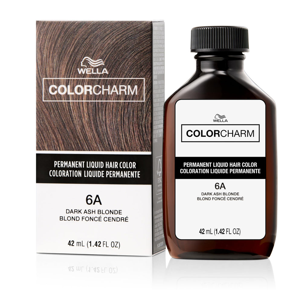 White Smoke COLORCHARM Permanent Liquid Hair Color | 6A Dark Smokey Ash Blonde | Up to 100% Gray Coverage | 1.42 Fl Oz