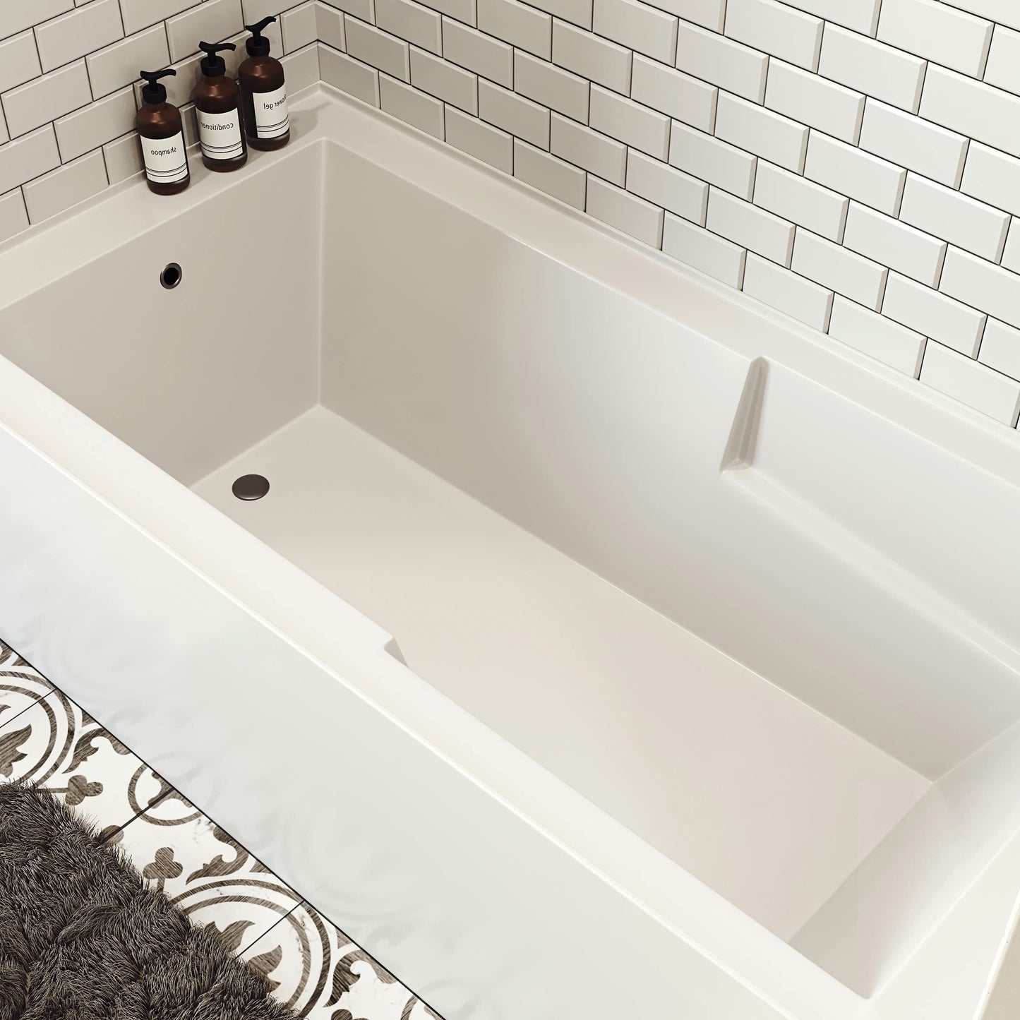 Antique White Lausanne 72" x 36" Left-Hand Drain Alcove Bathtub with Apron