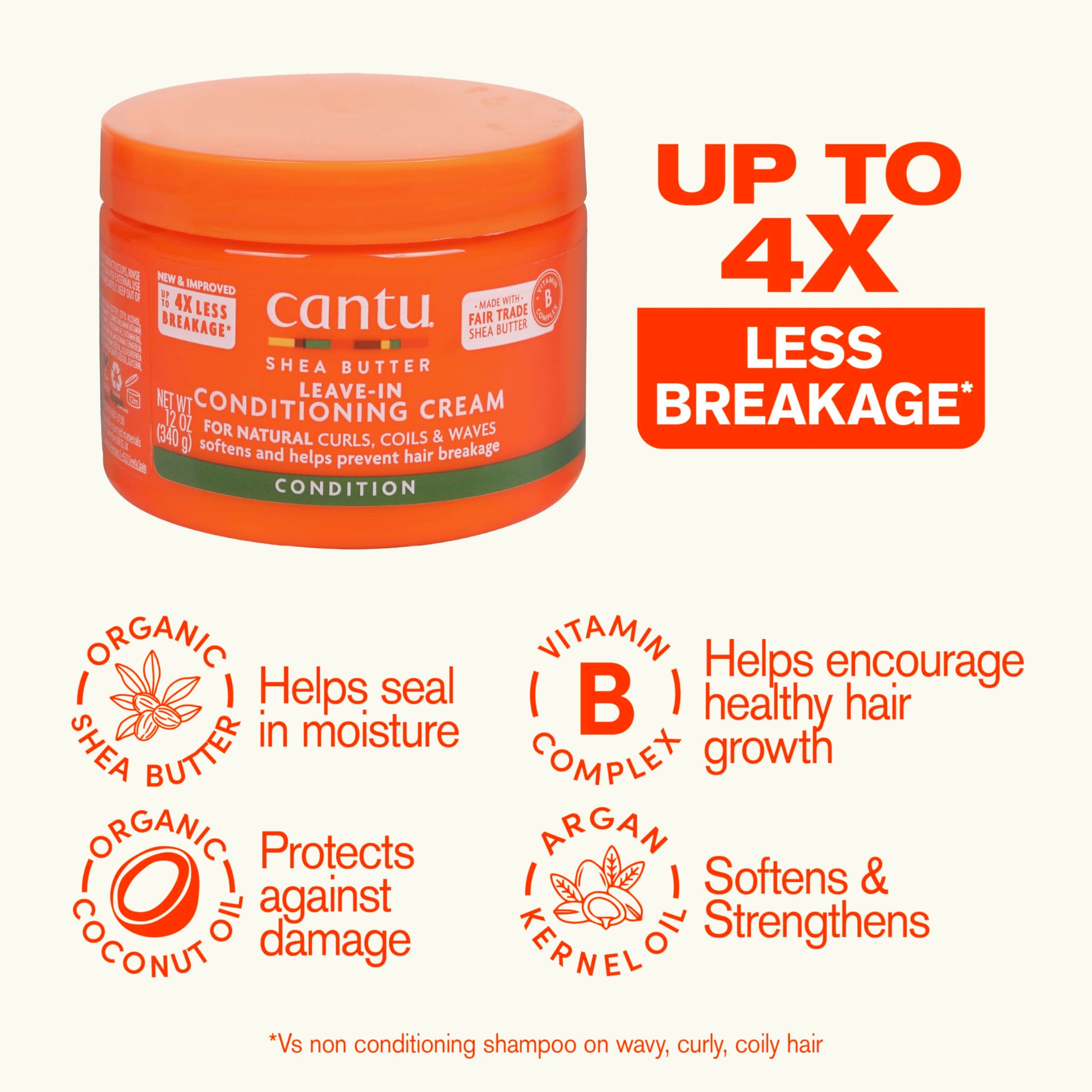 Seashell Cantu Shea Butter for Natural Hair Leave in Conditioning Cream, 12 Oz
