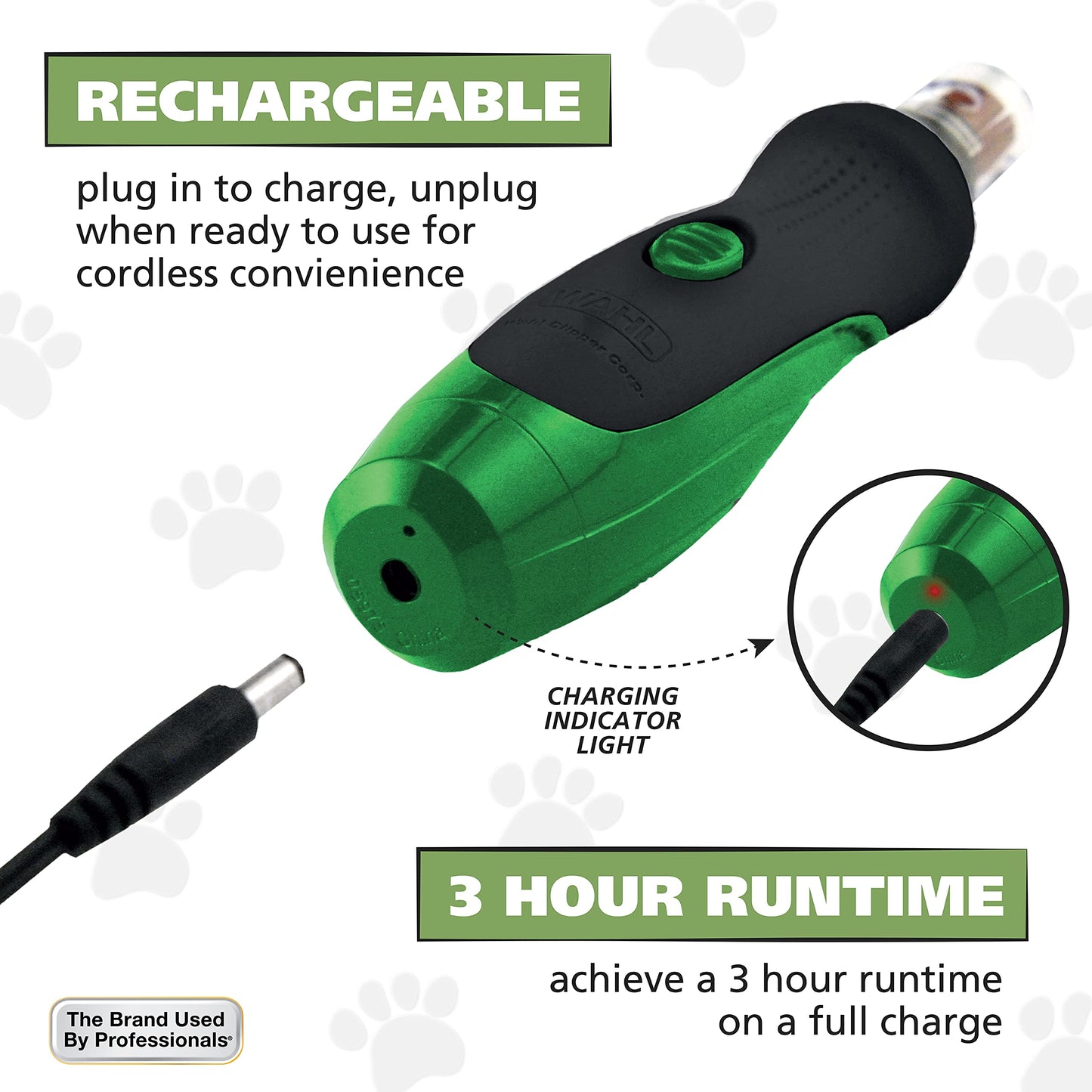 White Smoke Wahl Lithium Ion Rechargeable Dog Nail Grinder with Concave Rounding Tip and Nail Guard for Increased Safety and Precise Nail Grinding, 3 Hour Run Time - 5975