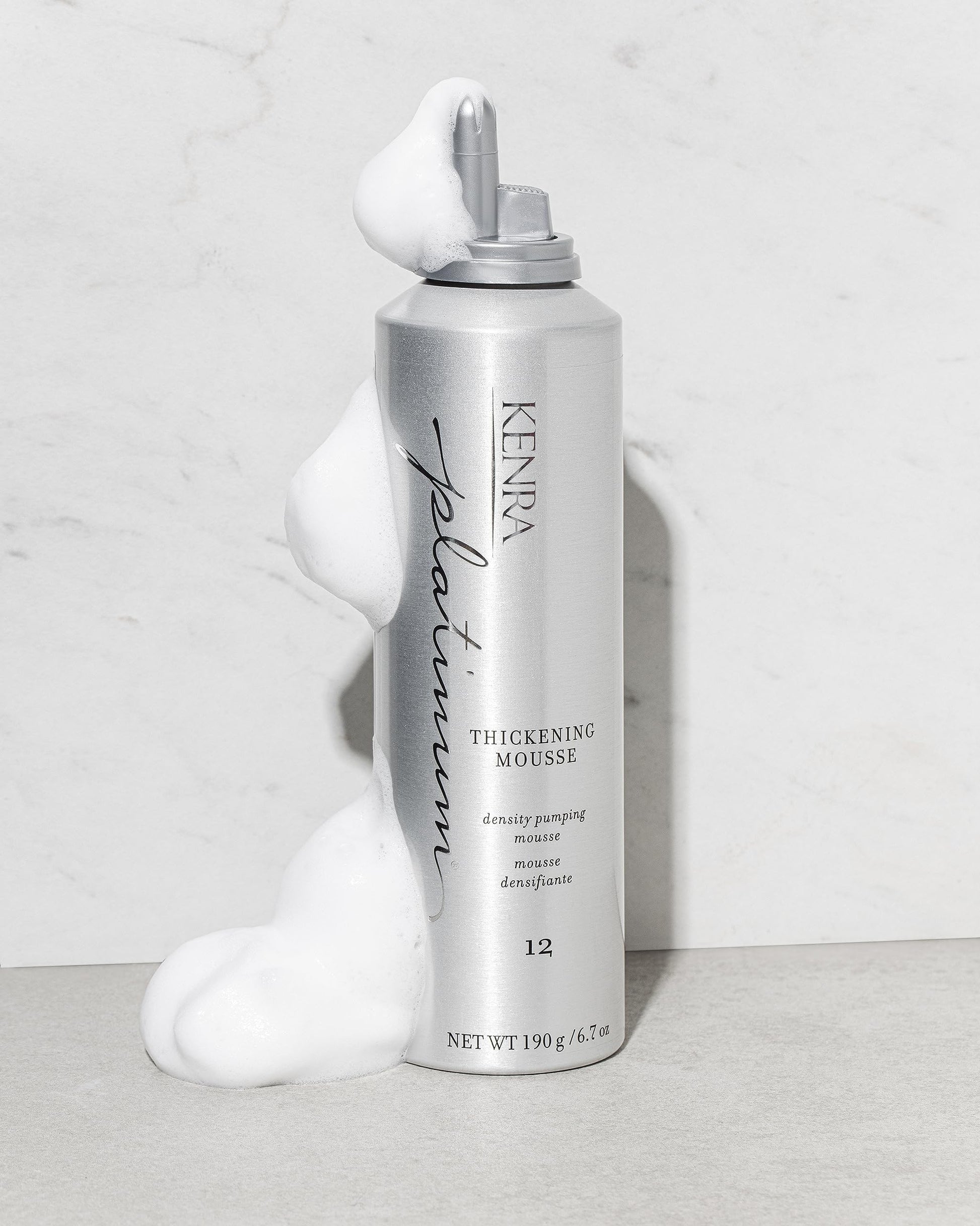Lavender Kenra Platinum Thickening Mousse 12 | Volumizing Styler | Adds Fullness & Body | Humidity Protection Up To 48 hours | Desity Plumping up tp 150% | Thermal Protection | All Hair Types | 6.7 oz