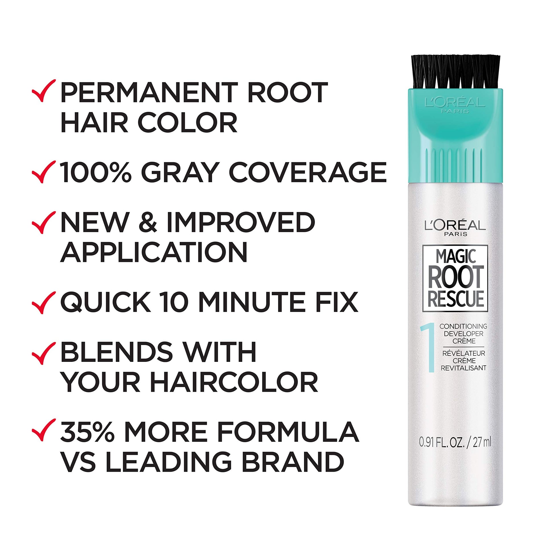 White Smoke L’Oréal Paris Magic Root Permanent Hair Color, 10 Minute Root Coloring Kit with 100% Gray Hair Coverage, 6 Light Brown, 2 Count