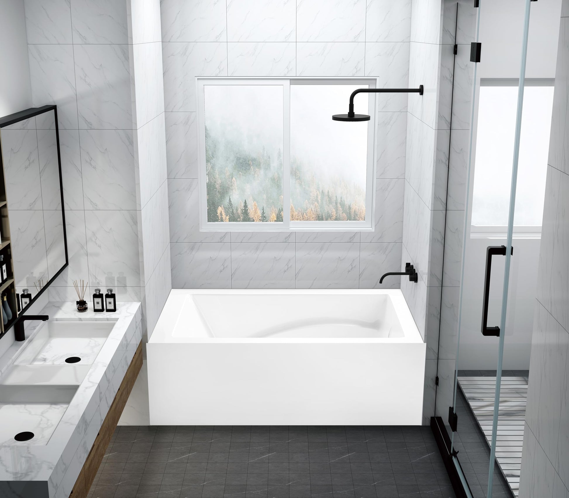 Lavender Aqua Eden VTAM4832R22D 48-Inch Anti-Skid Acrylic 3-Wall Alcove Tub with Right Hand Drain, Glossy White