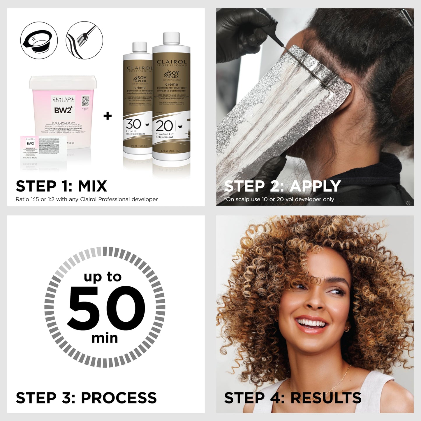 White Smoke Clairol Professional BW2+ Dedusted Extra Strength Powder Lightener for Hair Highlights, 32 oz.