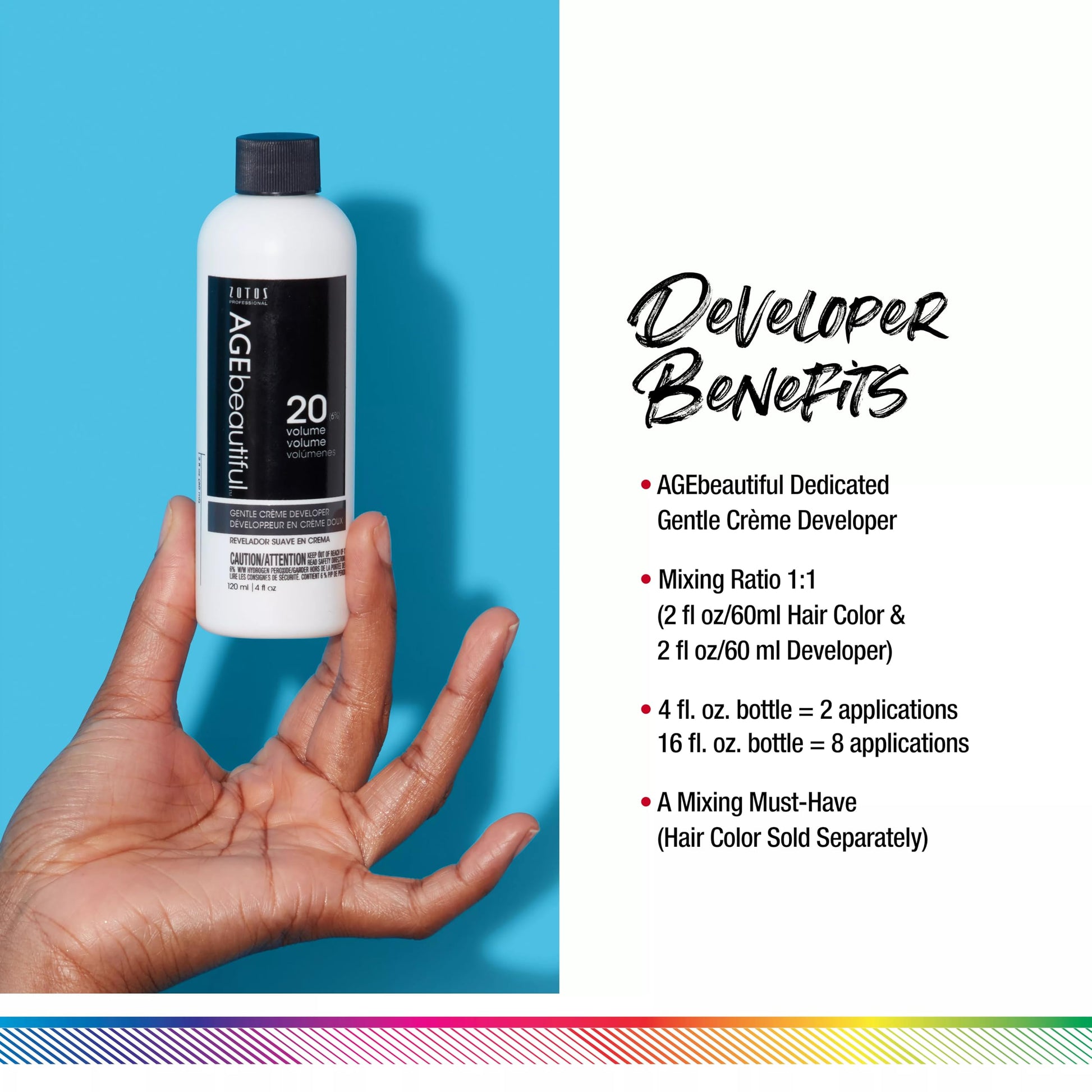 White Smoke AGE beautiful 20 Volume Gentle Creme Hair Developer | For Permanent Hair Color Dyes, Toners, Lighteners | Professional Salon Coloring | Long Lasting Haircolor | 4 Fl Oz