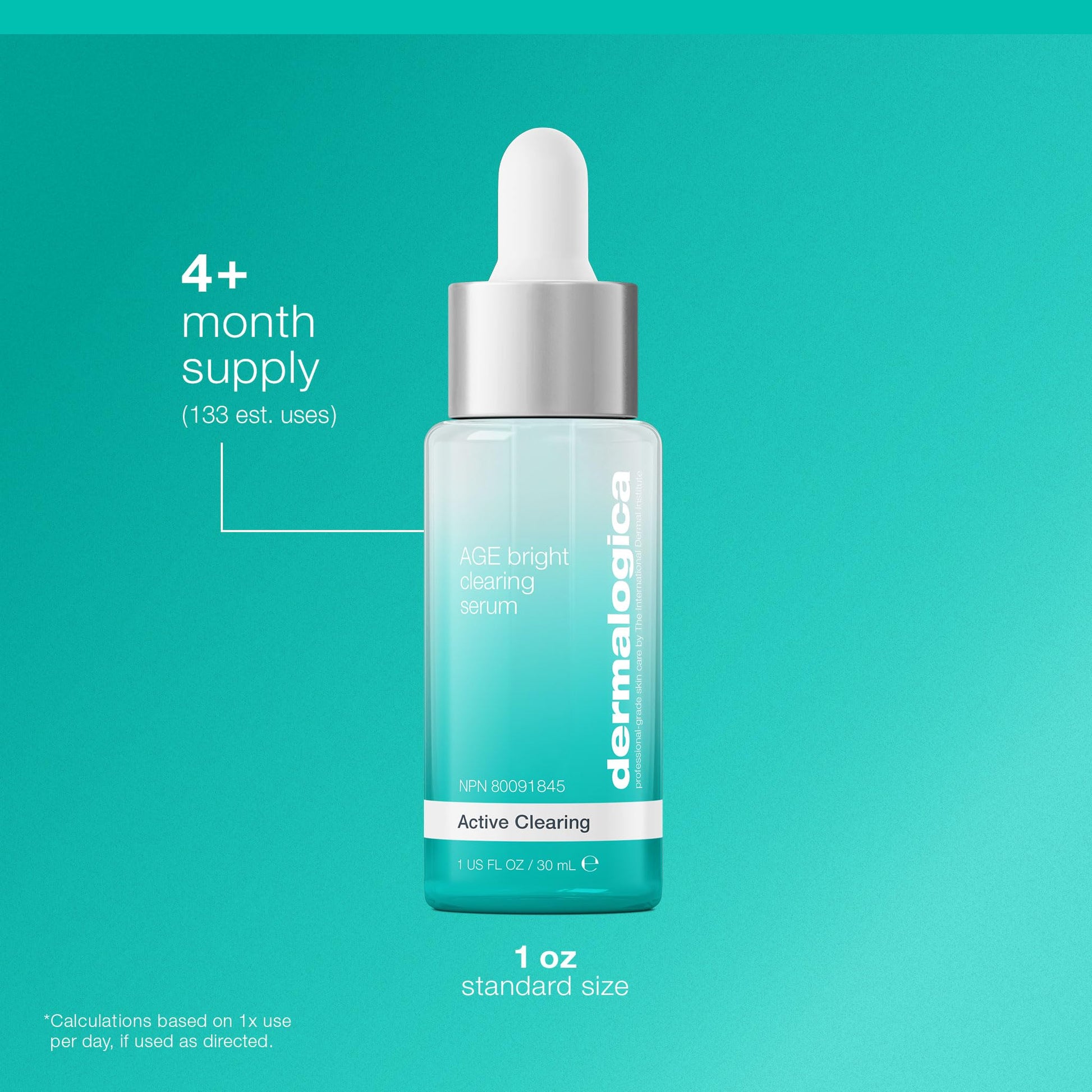 Light Sea Green Dermalogica Age Bright Clearing Serum (1 Fl Oz) Anti-Aging Face Serum with Salicylic Acid - Promotes Smoother, Clearer, Brighter, and More Even Skin