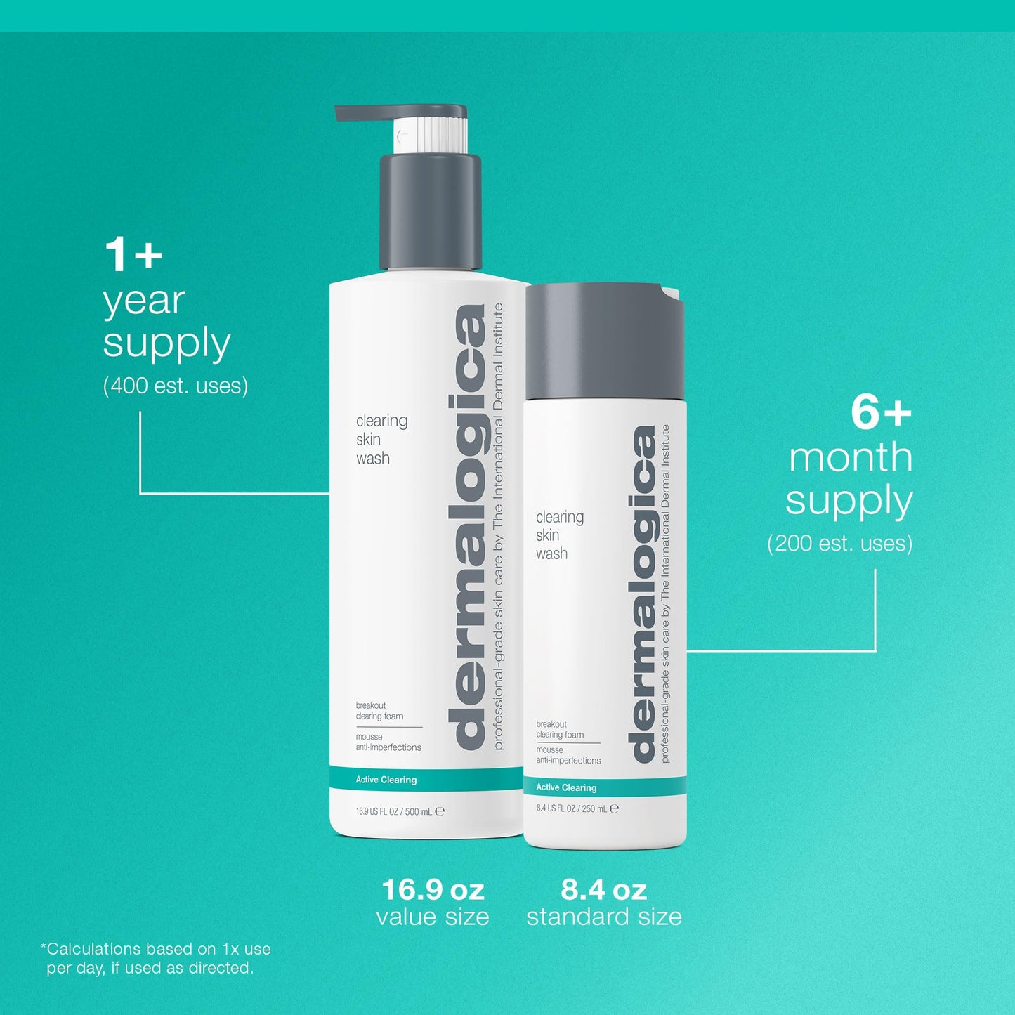 Light Sea Green Dermalogica Clearing Skin Wash (8.4 Fl Oz) Anti-Aging Acne Face Wash - Natural Breakout Clearing Foam with Salicylic Acid and Tea Tree Oil