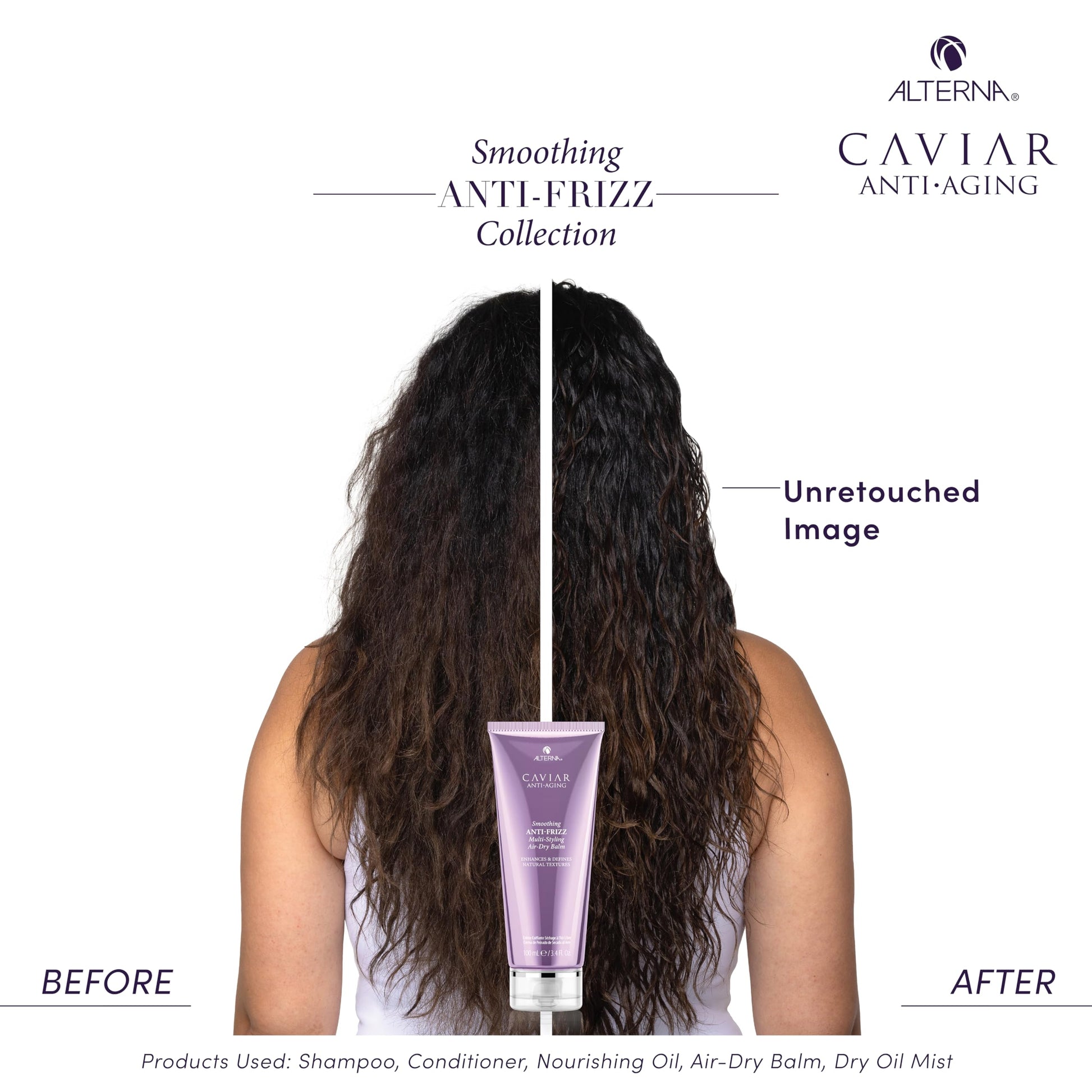 White Smoke Alterna Caviar Anti-Aging Smoothing Anti-Frizz Multi-Styling Air Dry Balm, 3.4 Fl Oz | Controls Frizz With Light Hold | Adds Natural Shine | Sulfate Free