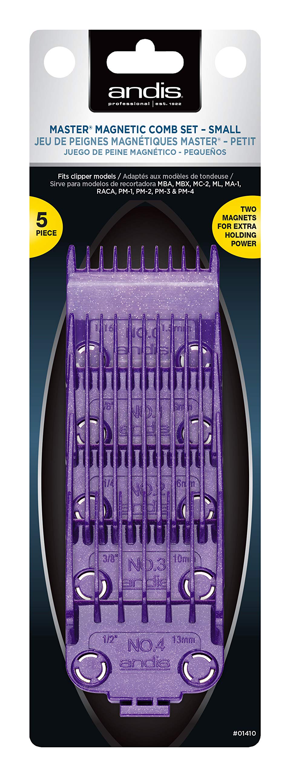 Slate Gray Andis Andismagnetic Comb Combo, Small and Large