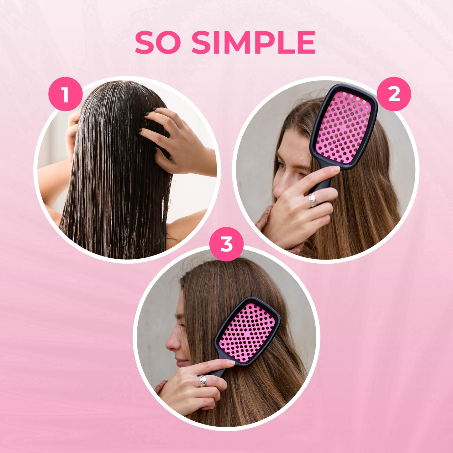 Light Pink FHI Heat UNbrush Detangling Brush for Pain-Free Brushing on All Wet or Dry Hair Types — Durable DuoFlex Anti-Static Bristles, Lightweight Handle, Vented Hair Brush, Cherry Blossom