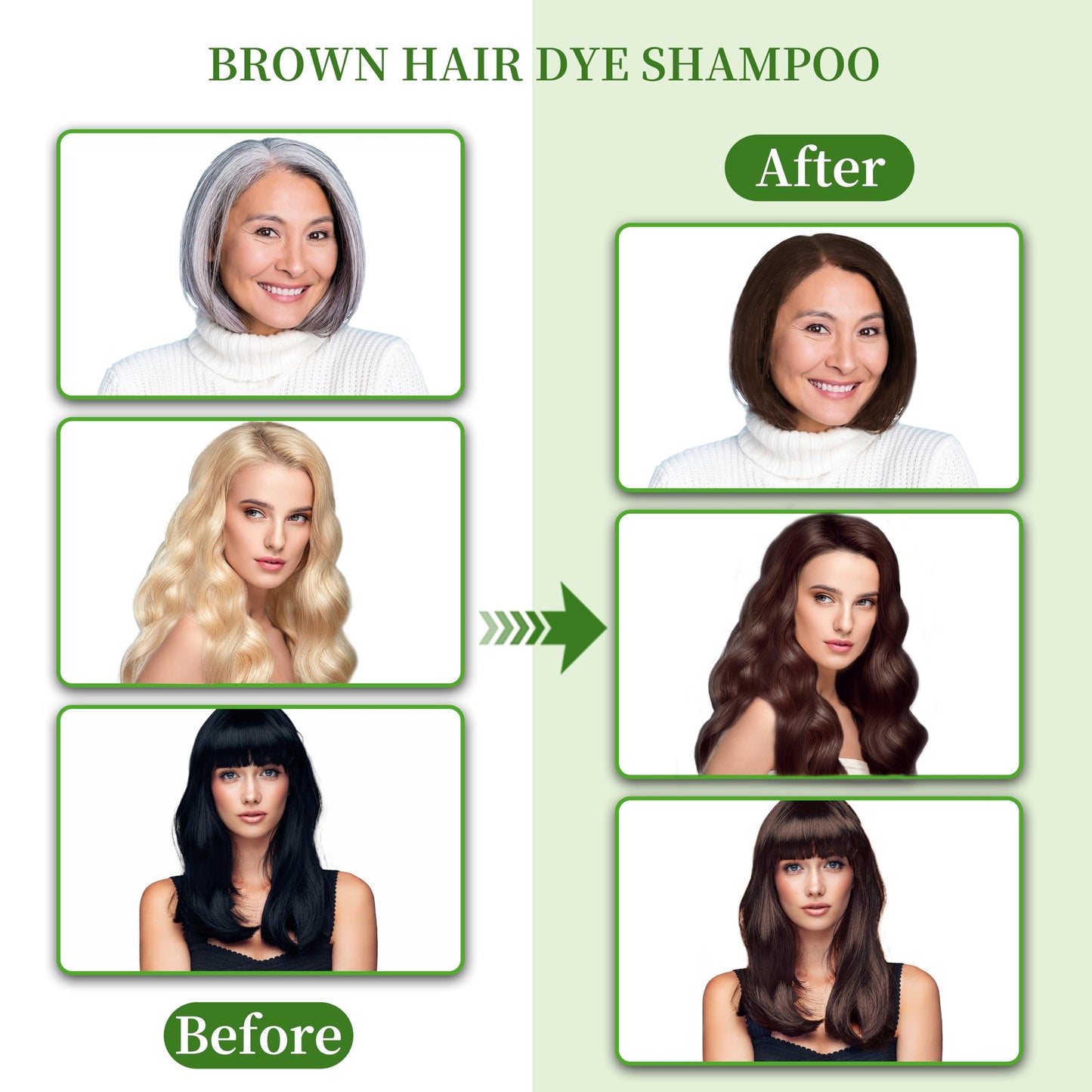 White Smoke SHIHUANUO Hair Dye Shampoo 3 in 1 for Gray Hair Coverage, Herbal Ingredients Natural Shampoo Hair Dye for Women & Men/PDD-Free 520m（Brown）