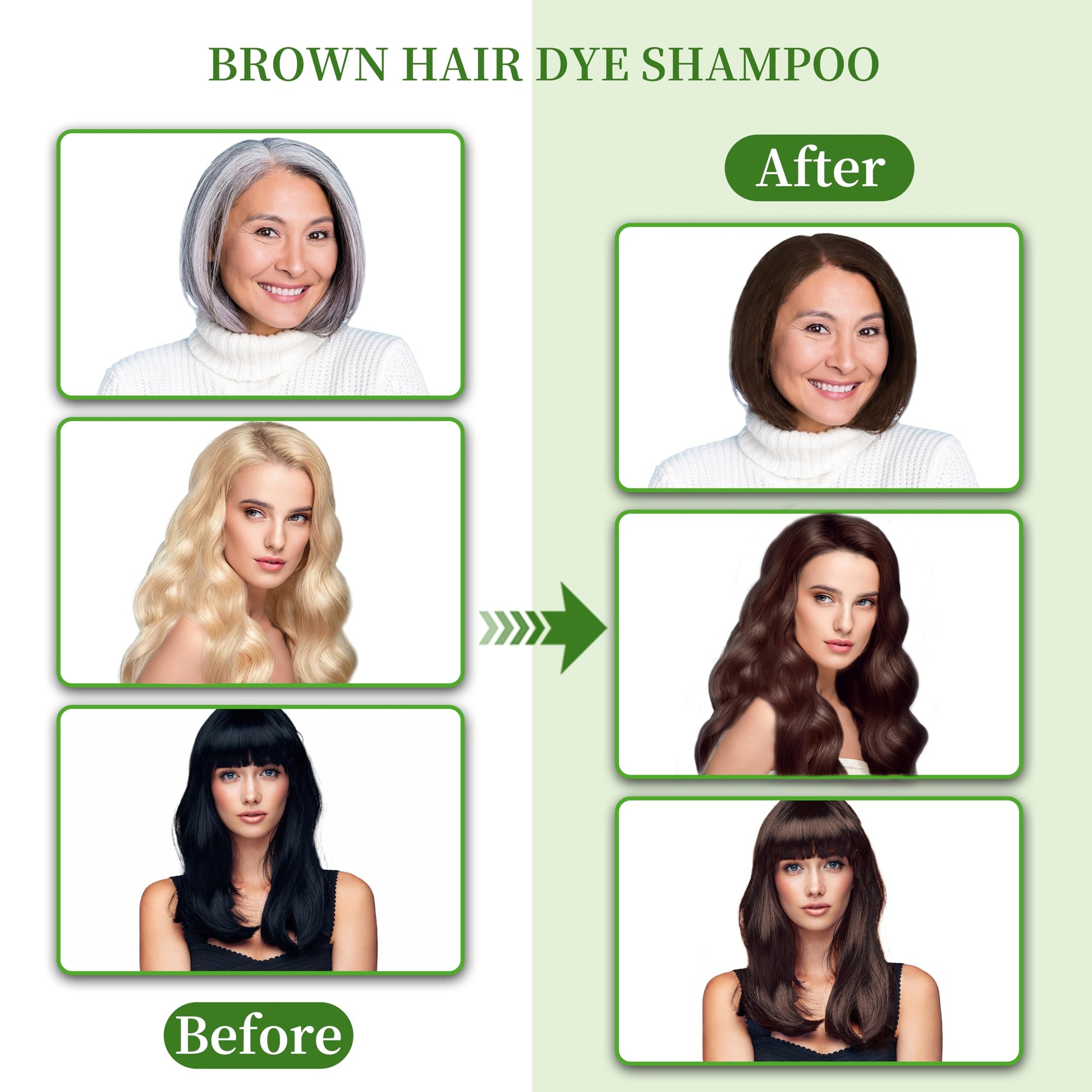 White Smoke SHIHUANUO Hair Dye Shampoo 3 in 1 for Gray Hair Coverage, Herbal Ingredients Natural Shampoo Hair Dye for Women & Men/PDD-Free 520m（Brown）