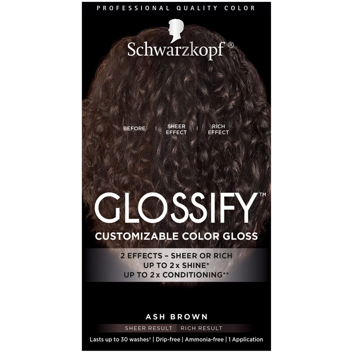 Black Schwarzkopf Glossify Customizable Color Gloss, Ash Brown