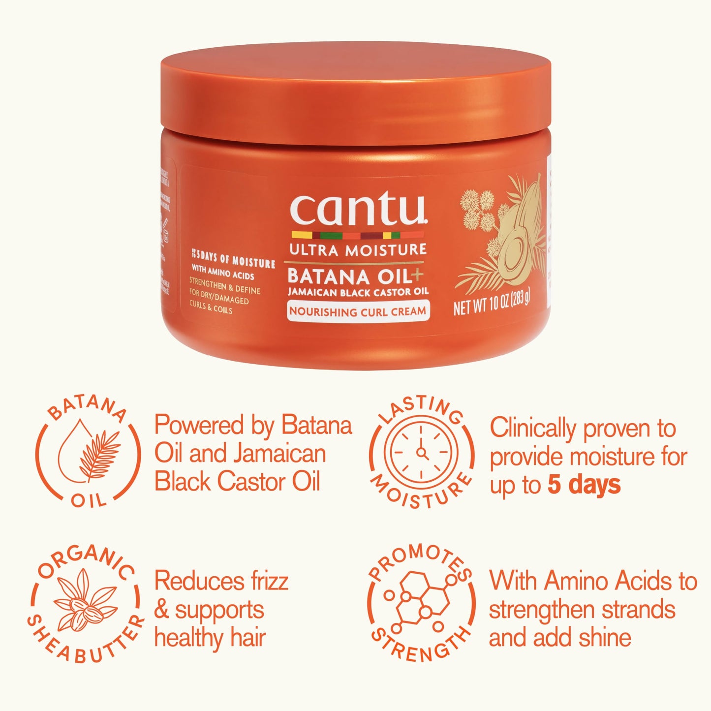 White Smoke Cantu Ultra Moisture Nourishing Curling Cream with Batana Oil + Jamaican Black Castor Oil, 10 oz