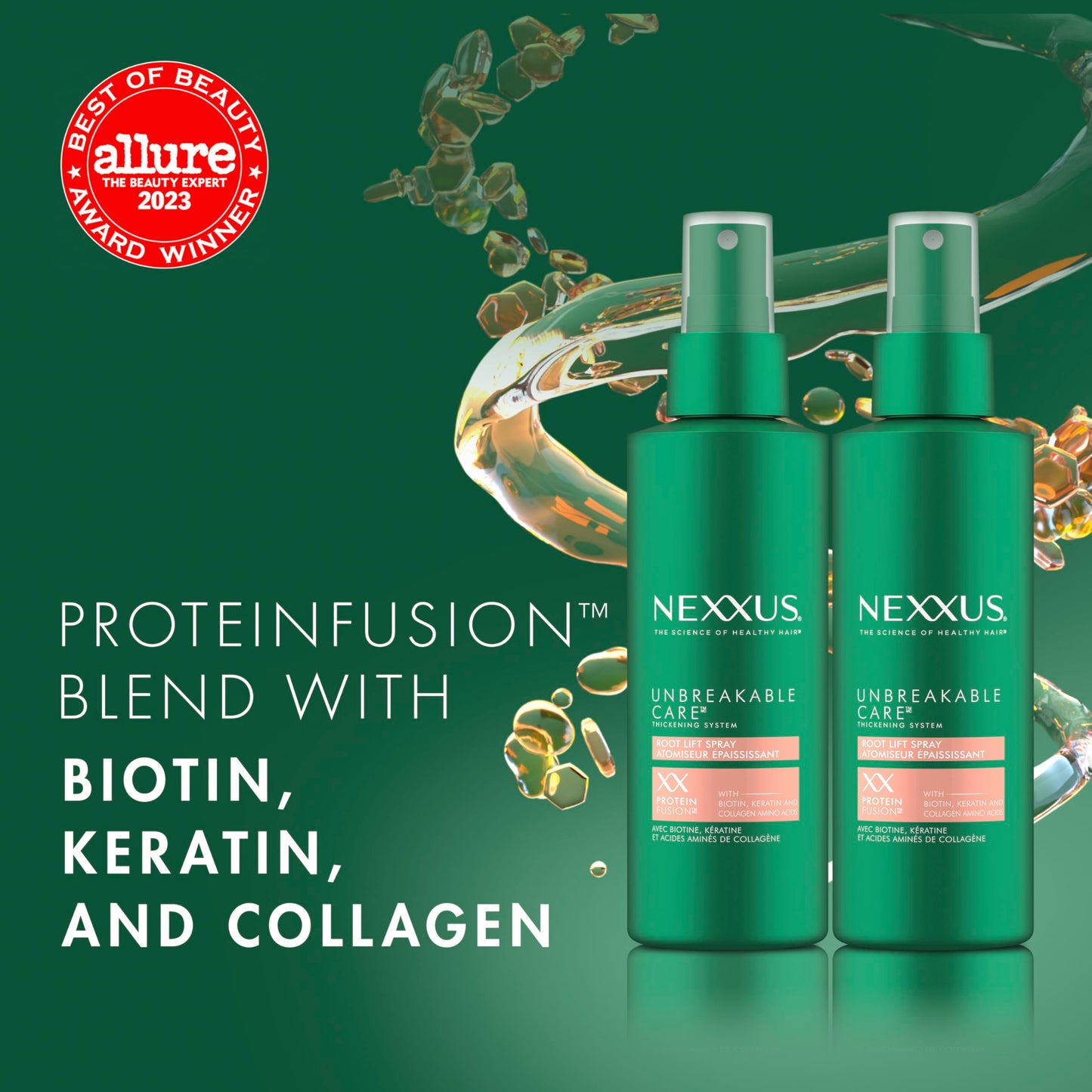 Dark Slate Gray Nexxus Root Lift Thickening Spray Unbreakable Care with ProteinFusion Blend of Biotin, Keratin & Collagen Amino Acids, 6 oz