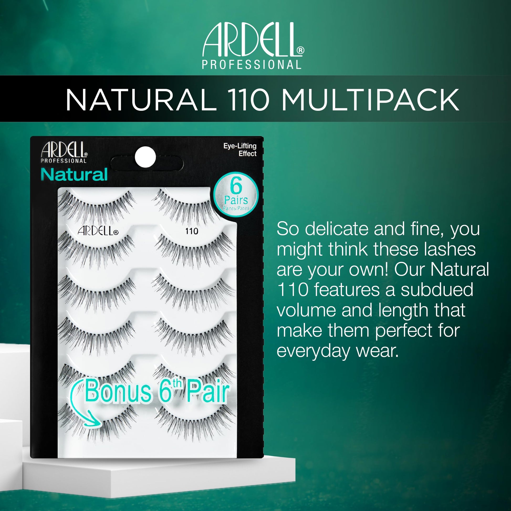 Black Ardell False Eyelashes Natural 110 Black, 1 Pack (5 Pairs Per Pack)