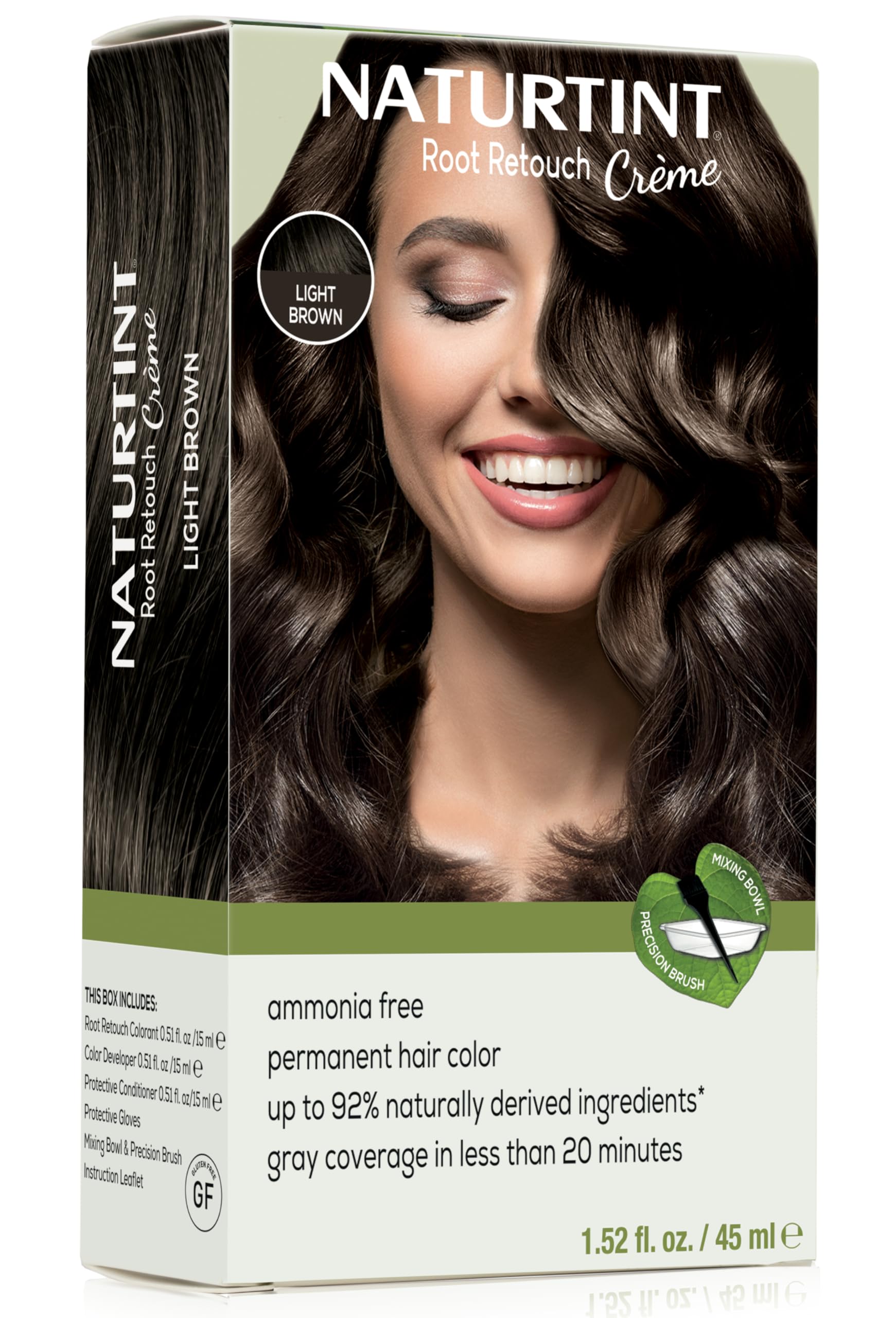 Black Naturtint Light Brown Root Retouch Crème Permanent Hair Color - Ammonia Free, Conceal Grays, No Artificial Scent, 1.52 Fl Oz