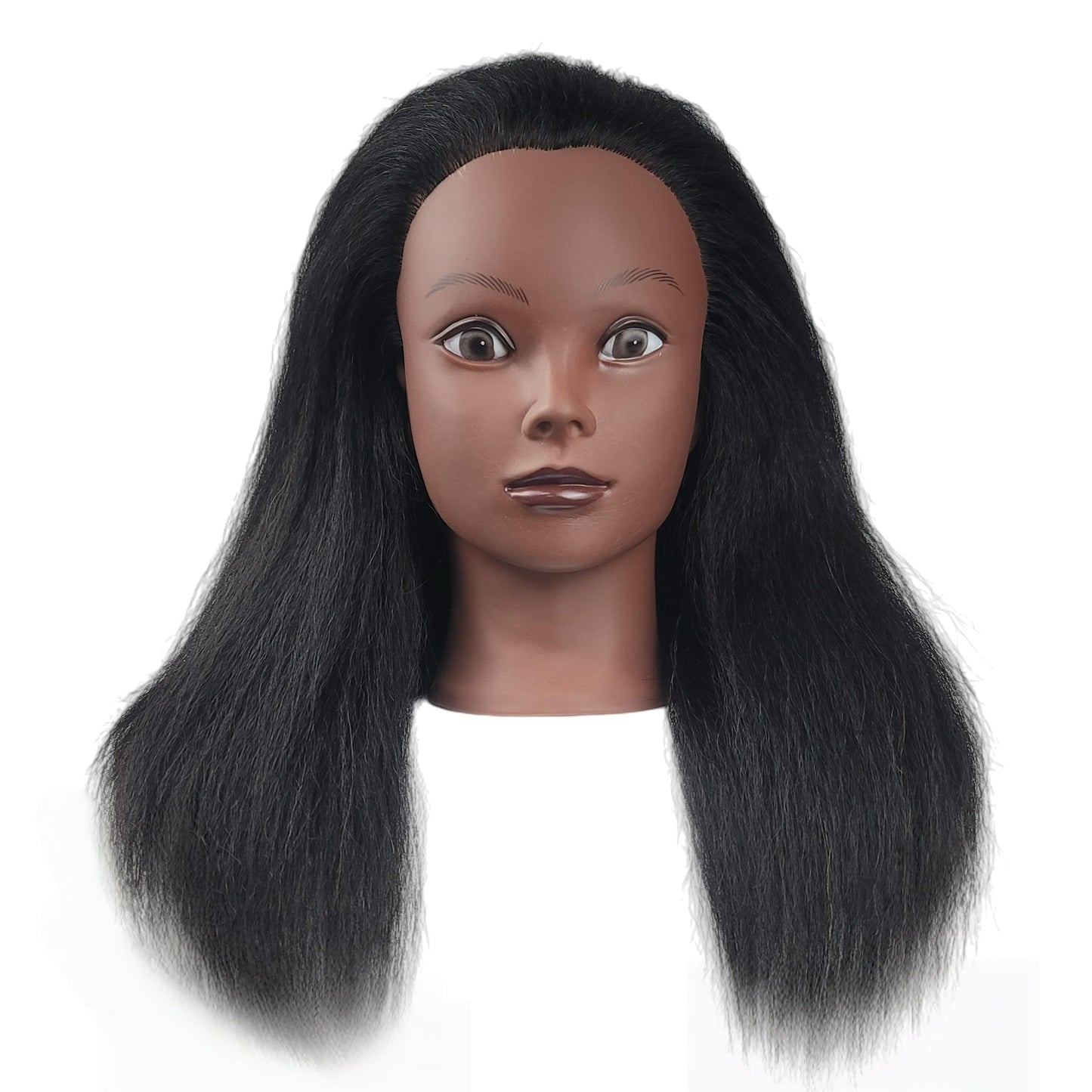 White Smoke Yiifiulyn African Mannequin Head with 100% Real Hair, Cosmetology Doll Head for Hairdresser Practice Hair Styling - Mannequin Head for Kids Practice Braiding Hair