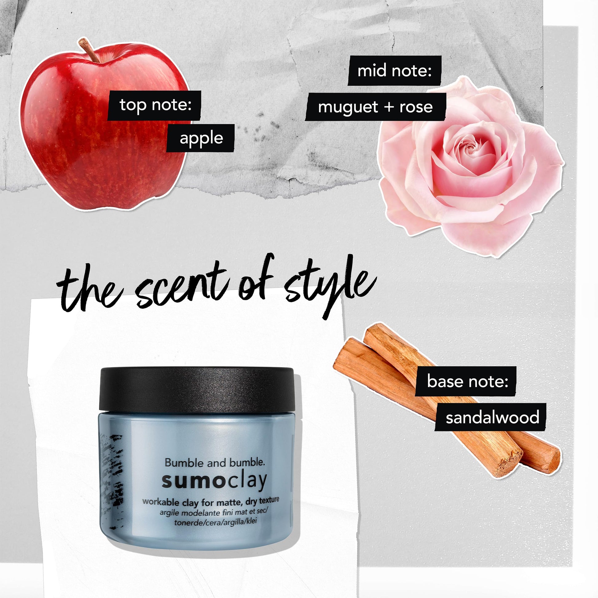 Light Gray Bumble and bumble. Sumoclay Matte Texture Clay | Workable Texture, Moldable Hold + Matte Finish | With Kaolin Clay | For Short Fine to Medium Wavy, Straight Hair, 1.5 Ounce