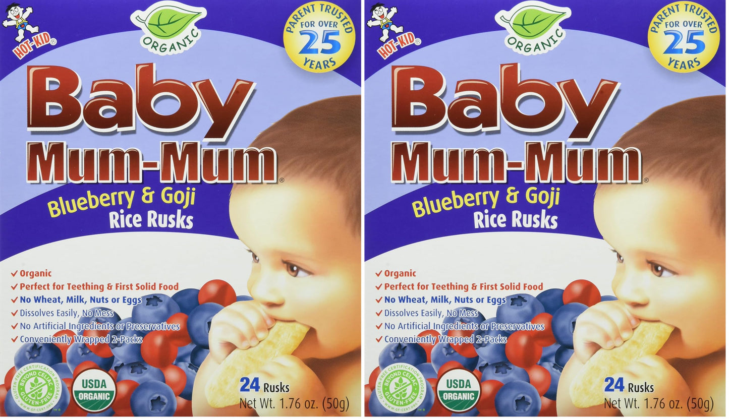 Slate Gray Hot-Kid Baby Mum-Mum Rice Rusks, Blueberry & Goji, 1.76 Ounce (Pack of 2)