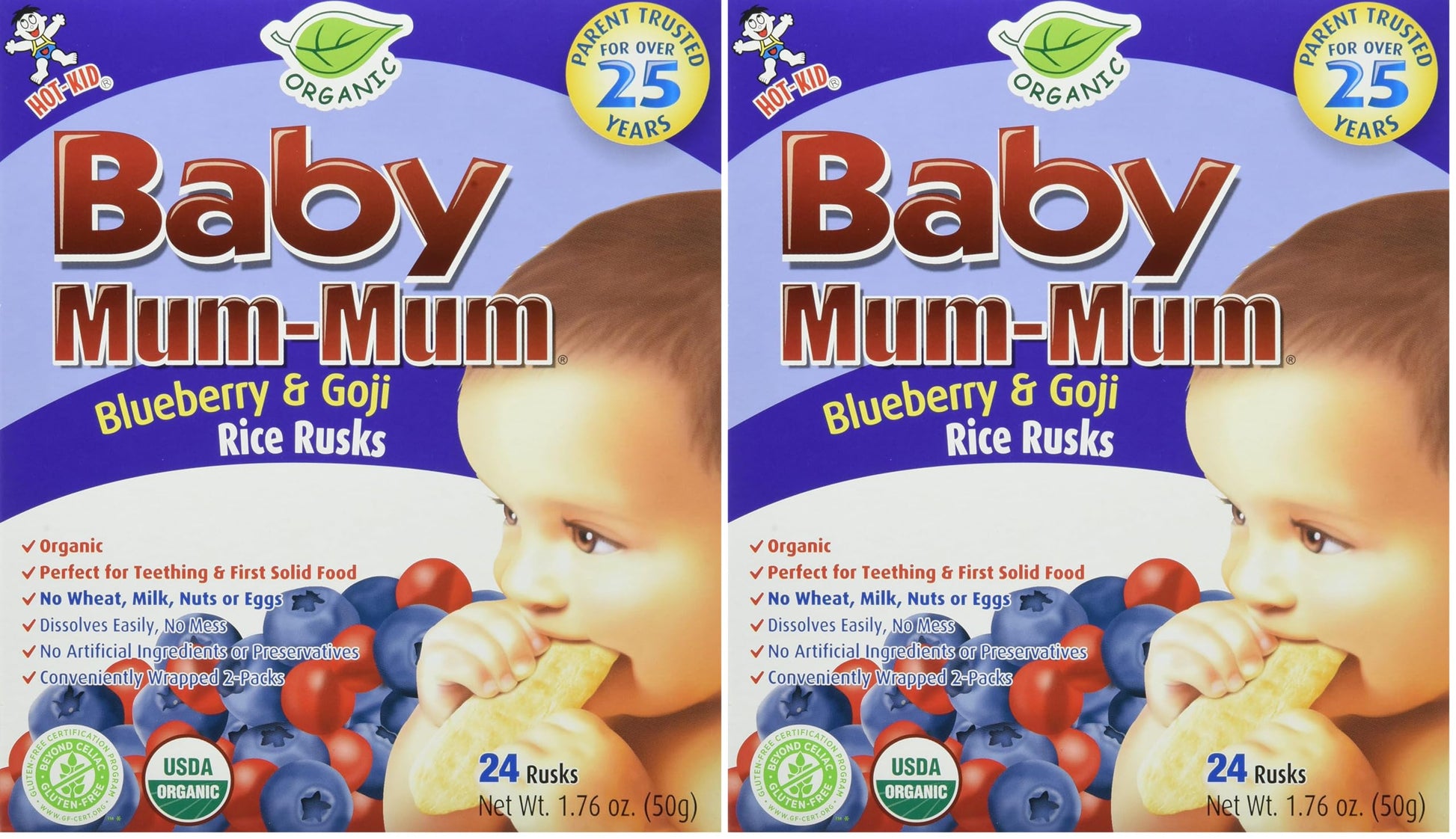 Slate Gray Hot-Kid Baby Mum-Mum Rice Rusks, Blueberry & Goji, 1.76 Ounce (Pack of 2)