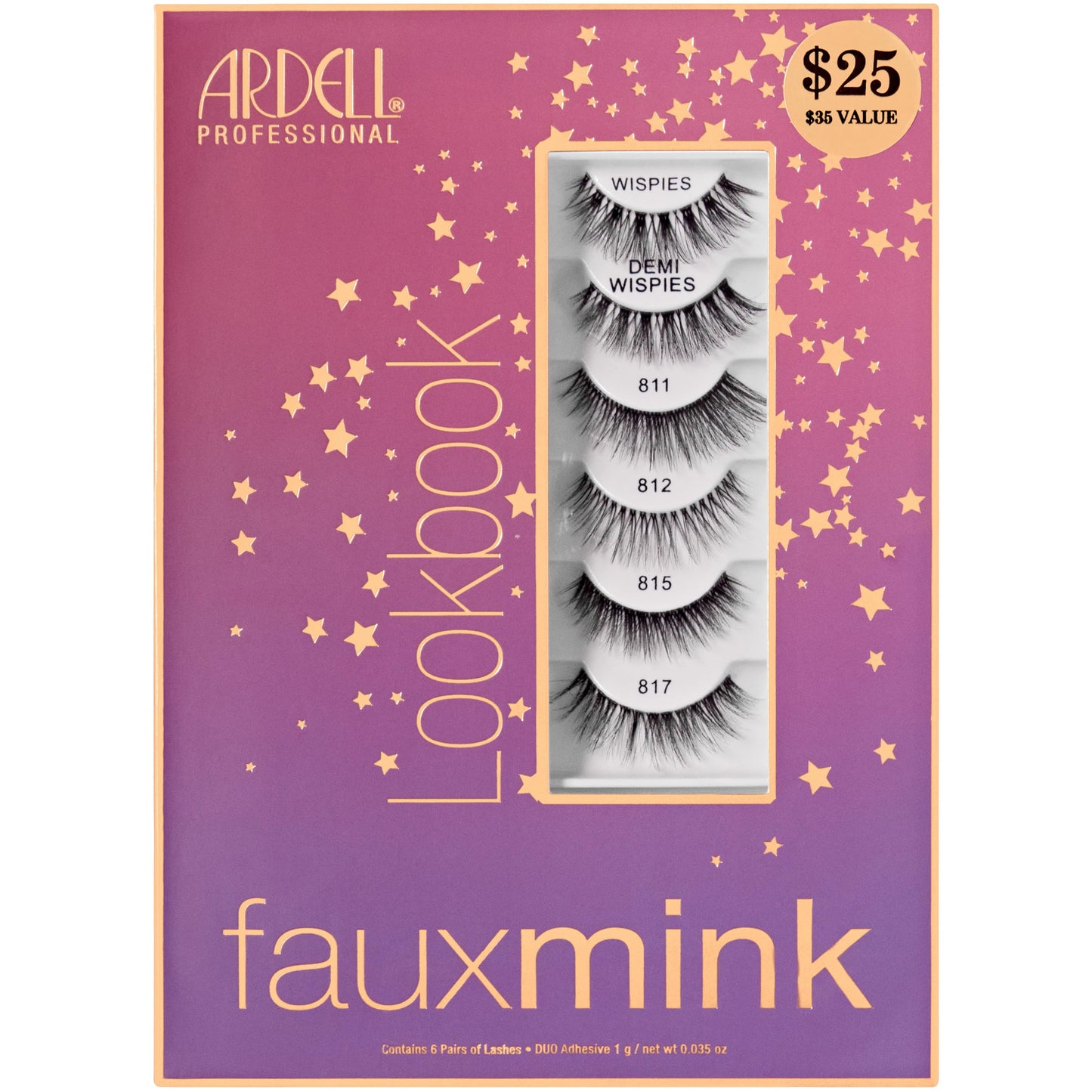 Maroon Ardell Faux Mink Wispy False Eyelashes Lookbook Lash Set – Natural Look Wispy Lashes Strip (Demi Wispies, 811, 812, 815, 817) with Lash Adhesive, 6 Pairs, 1 Pack
