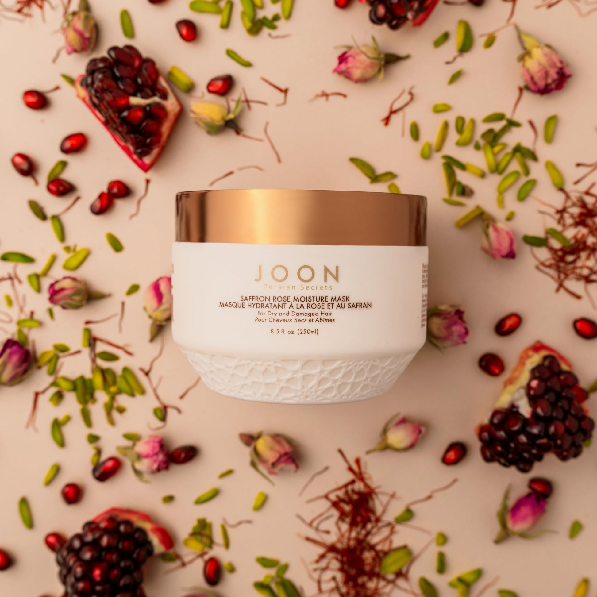 Tan Joon Persian Secrets Saffron Rose Moisture Mask, 8.5 fl. oz., Hair Treatment for Dry and Damaged Hair, Sulfate and Paraben Free