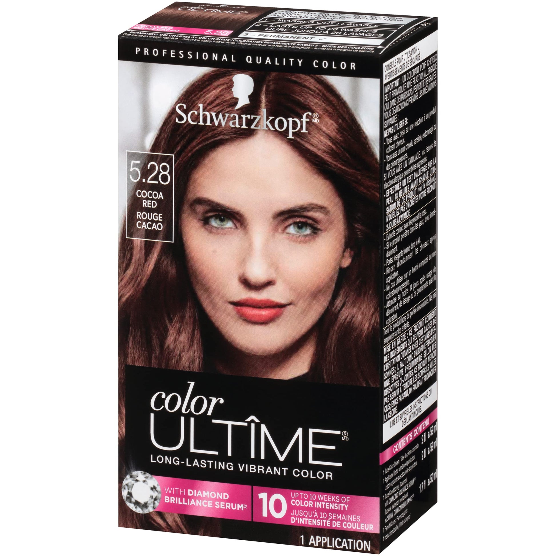 Black Schwarzkopf Color Ultime Hair Color Cream, 5.28 Cocoa Red (Packaging May Vary)