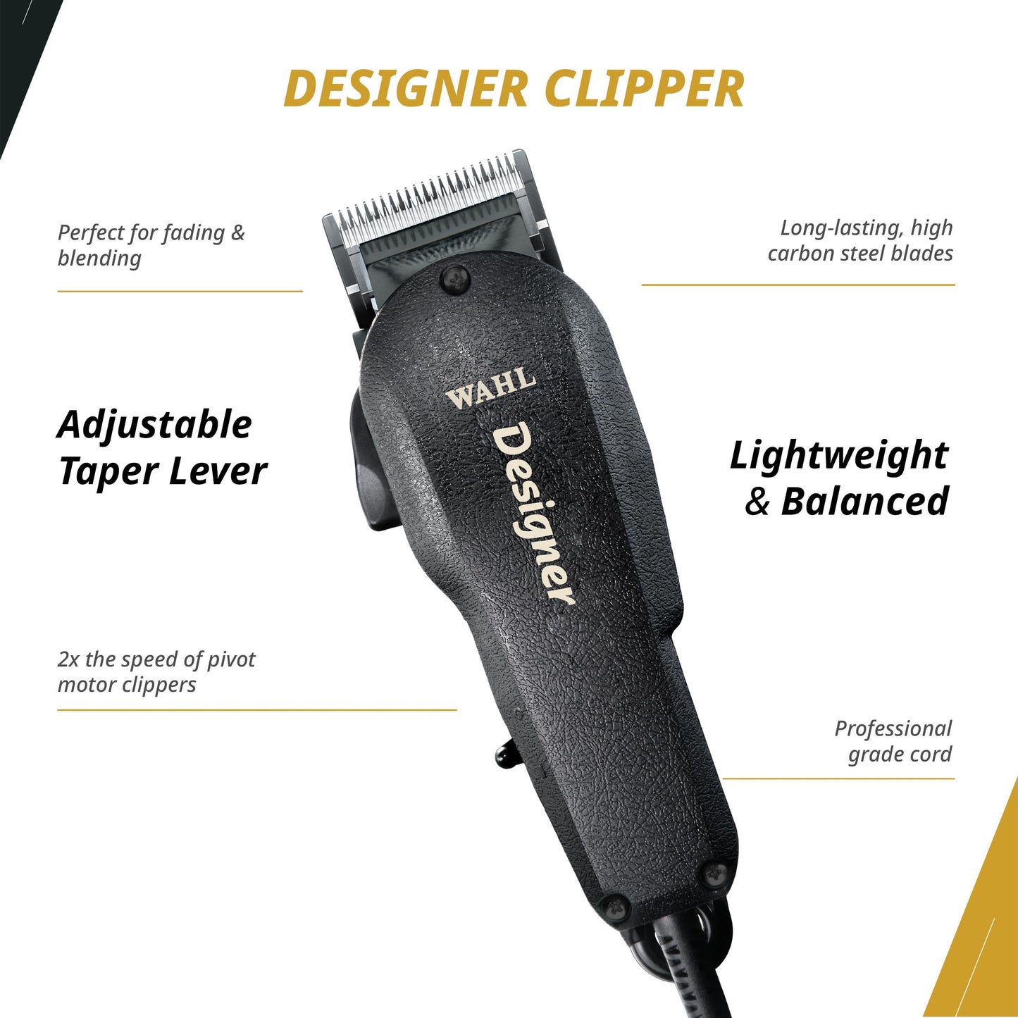 White Smoke Wahl Professional All Star Combo, Corded Designer Clipper & Peanut Trimmer Set, Adjustable Taper Lever, Complete Kit