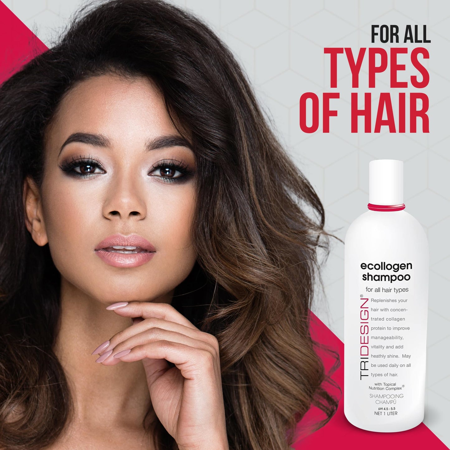 Light Gray TRI Design Ecollogen Shampoo - Hair Shampoo For Natural Hair - Moisturizing, Hydrating - Gentle Hair Products, Thickening, Volumizing Shampoo - Liter (33.8 oz.)