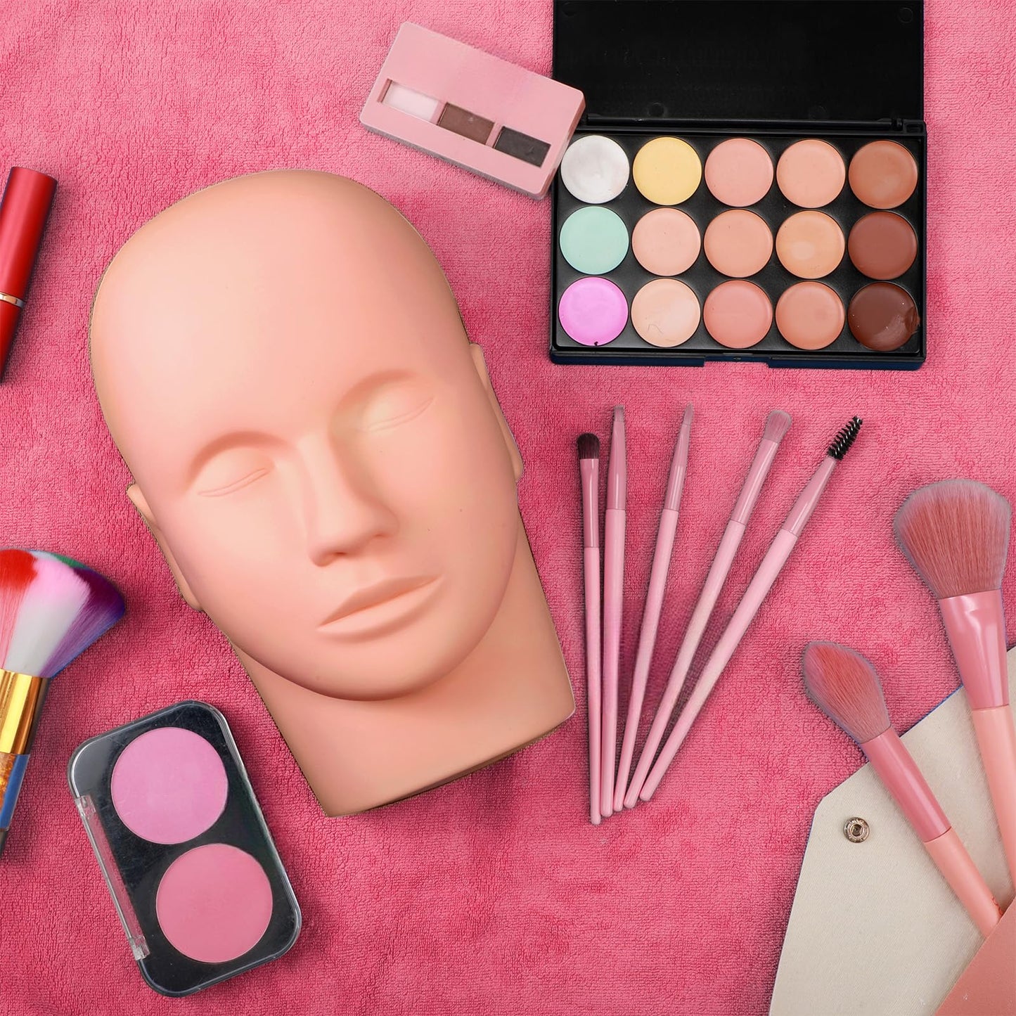 Pale Violet Red Reginary 6 Pcs Lash Mannequin Head Silicone Plastic Makeup Training Heads for Makeup Eyelash Grafting Massage and Esthetics Practice(White)