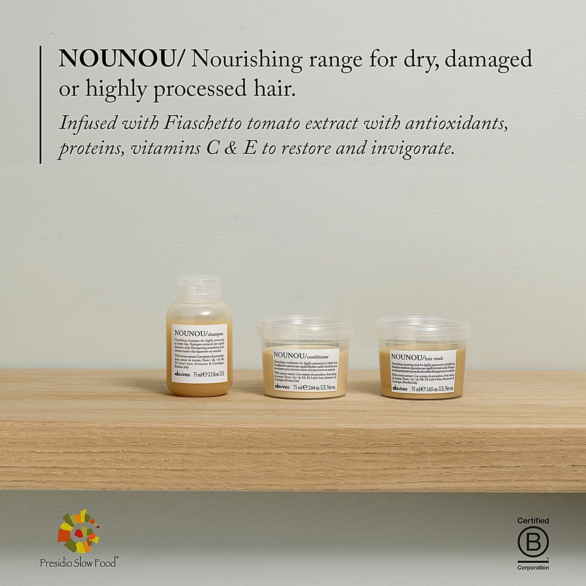 Gray Davines NOUNOU Shampoo, Hydrating Gentle Cleansing Action for Highly-Processed, Chemically Treated, Dry, Damaged or Brittle Hair - Deep Nourishment, Travel Size, 2.54 Fl Oz